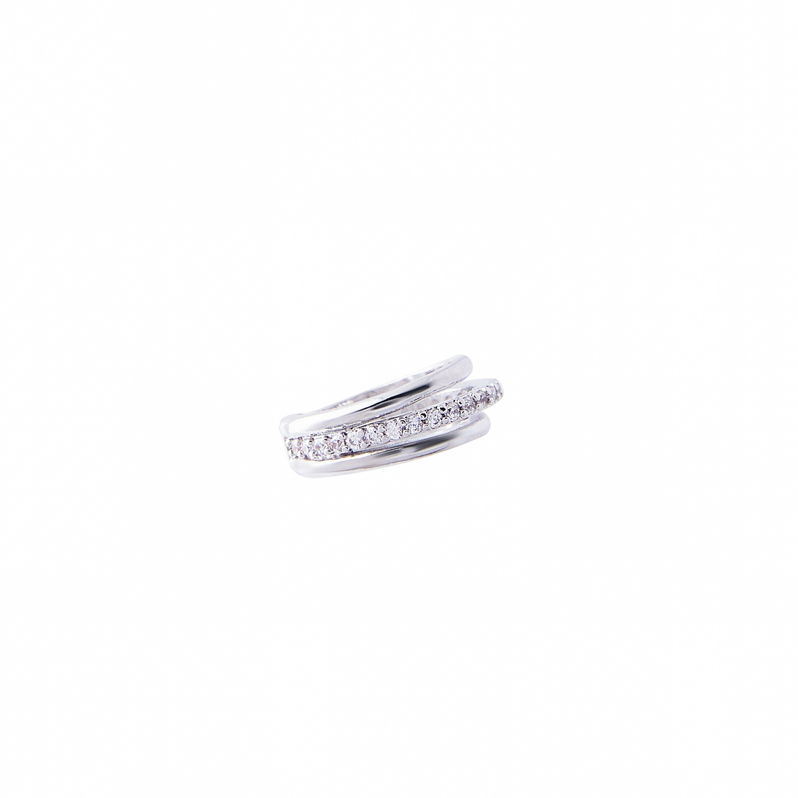 Silver multi-level cuffs set with a crystals pavé