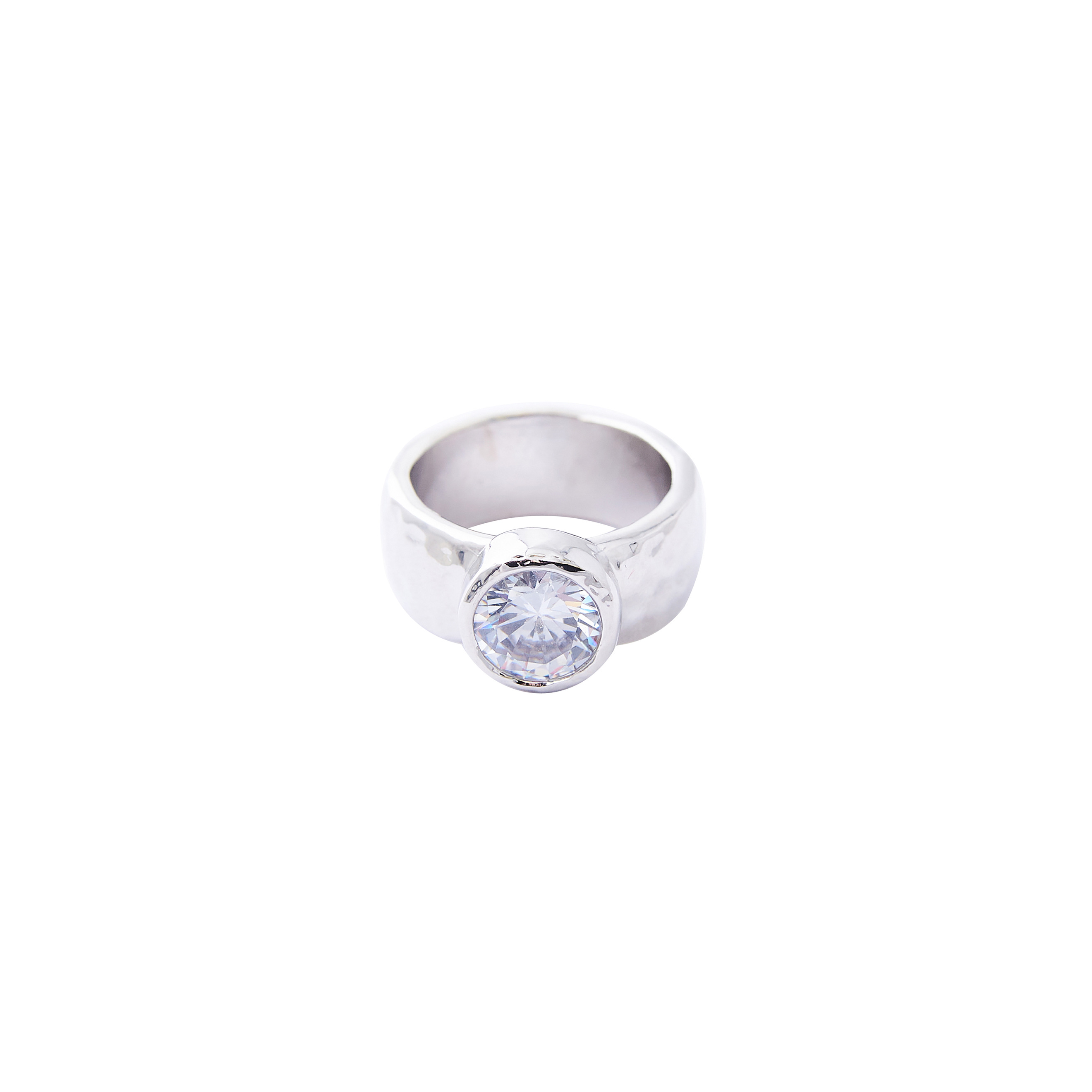 Wide ring with a large crystal