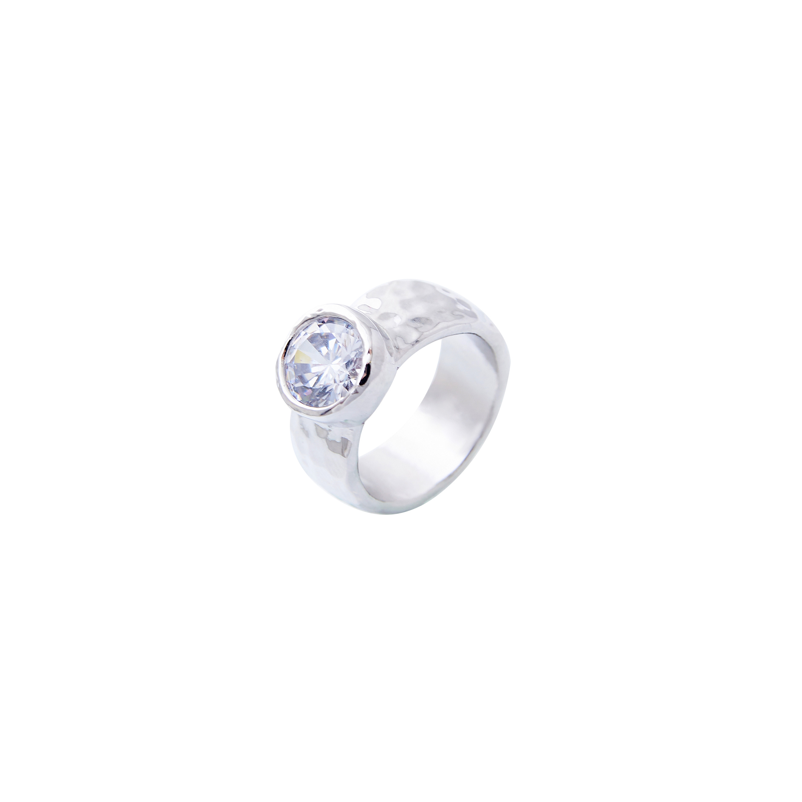 Wide ring with a large crystal