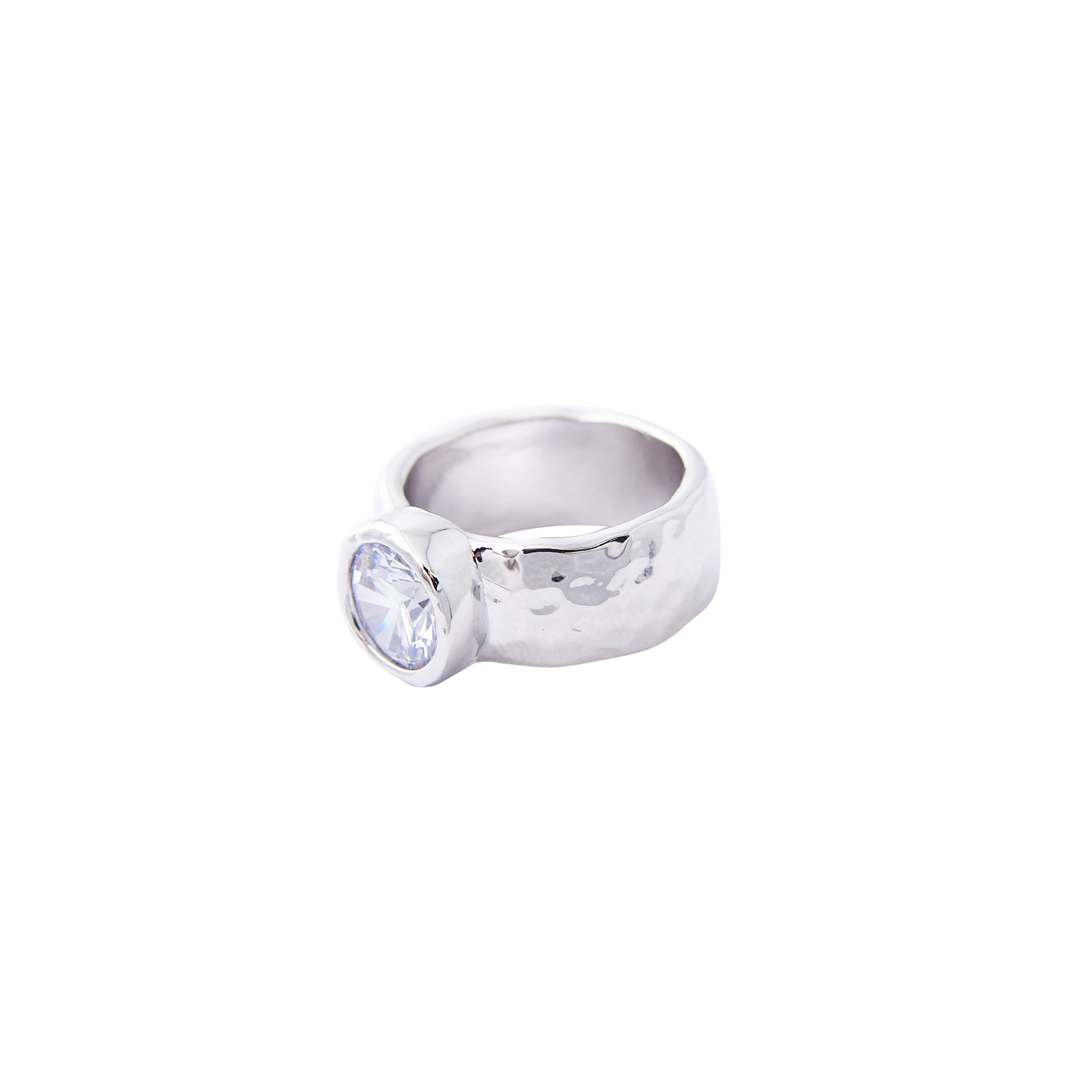 Wide ring with a large crystal