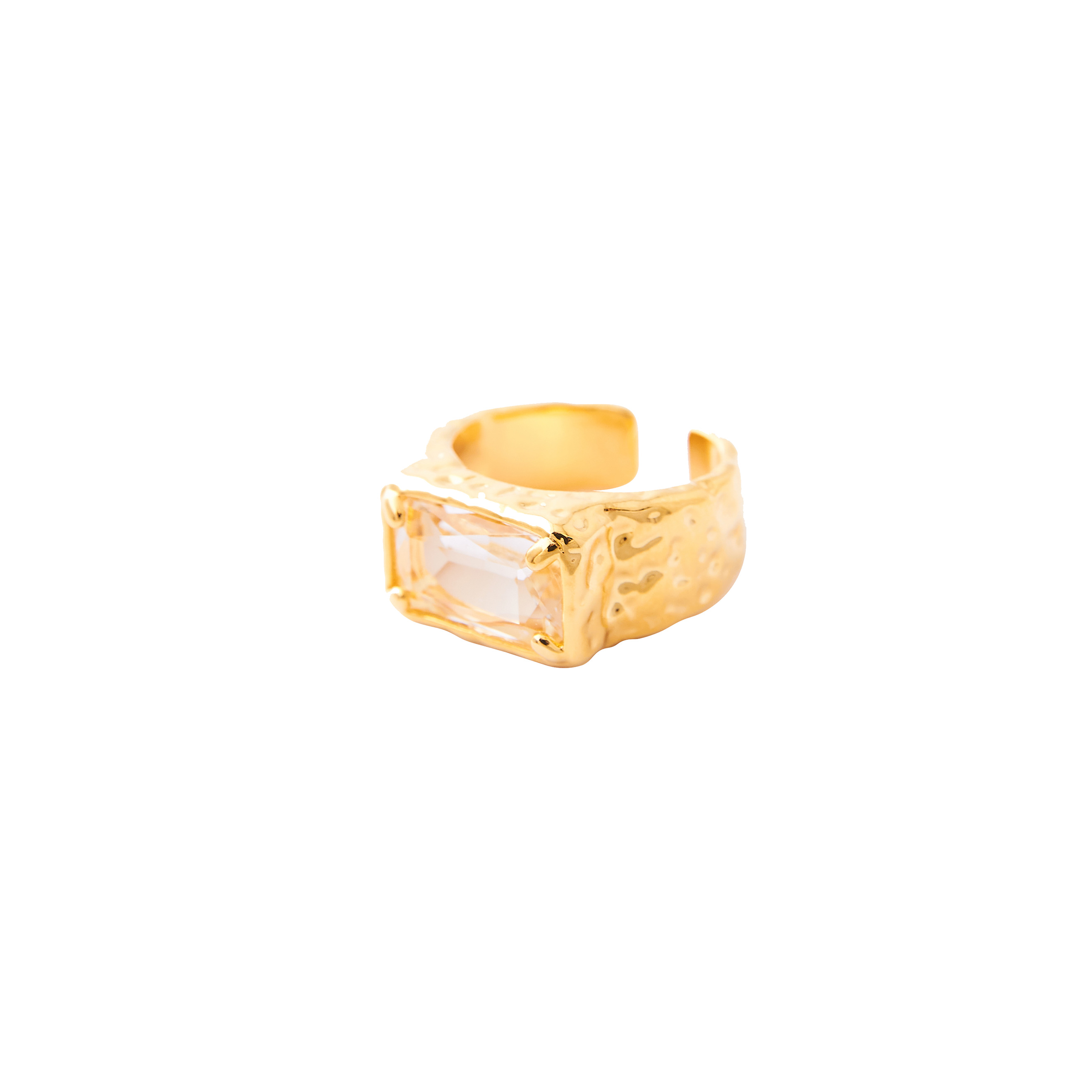 open ring with a large crystal baguette