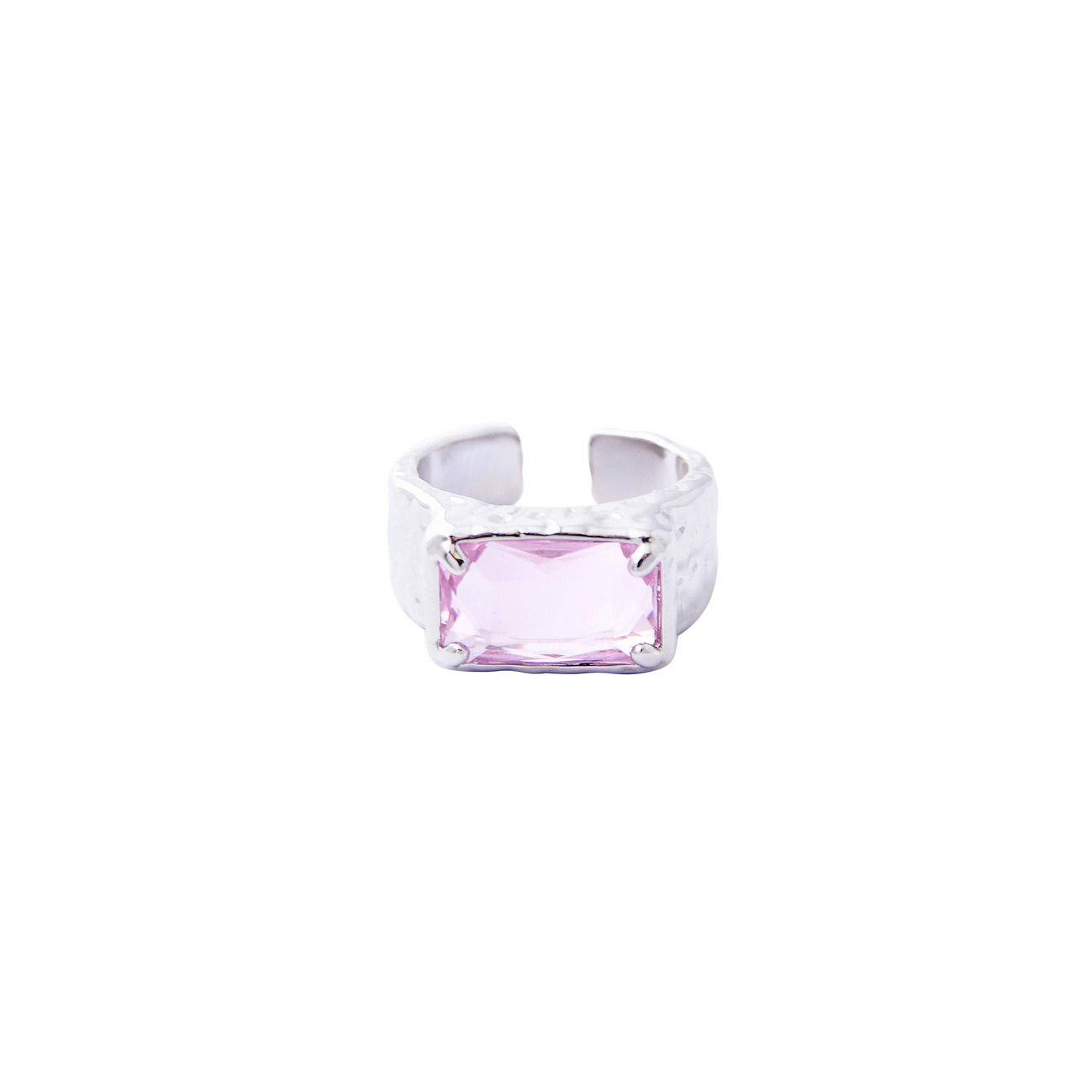 Herald Percy Серебристое кольцо с крупным розовым кристаллом