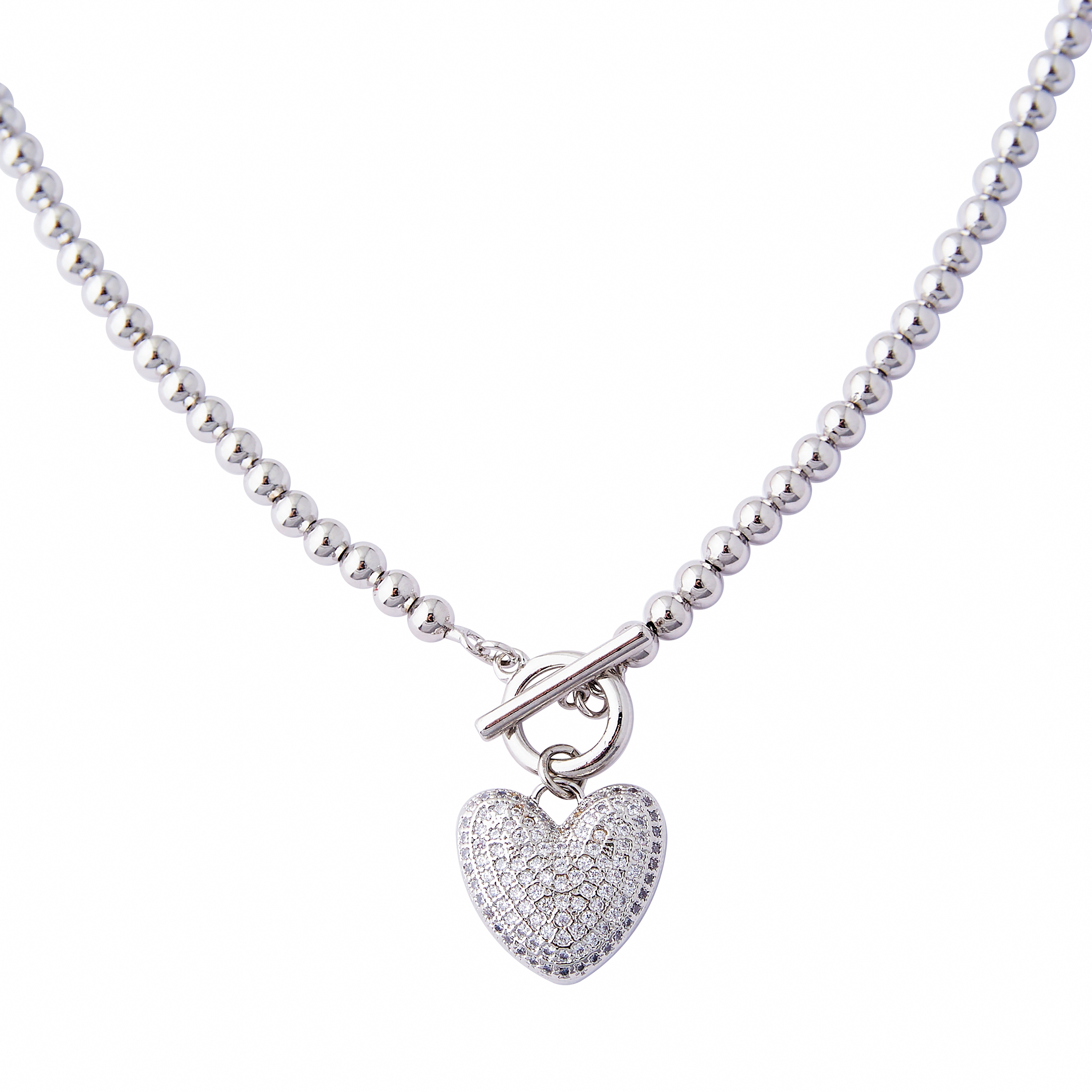 necklace with a heart pendant in crystals