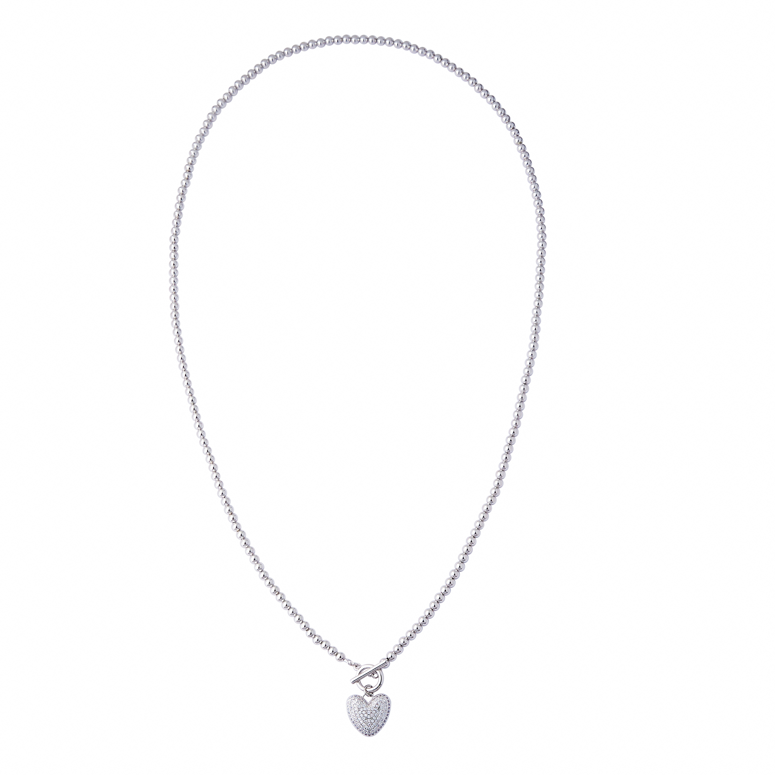 necklace with a heart pendant in crystals