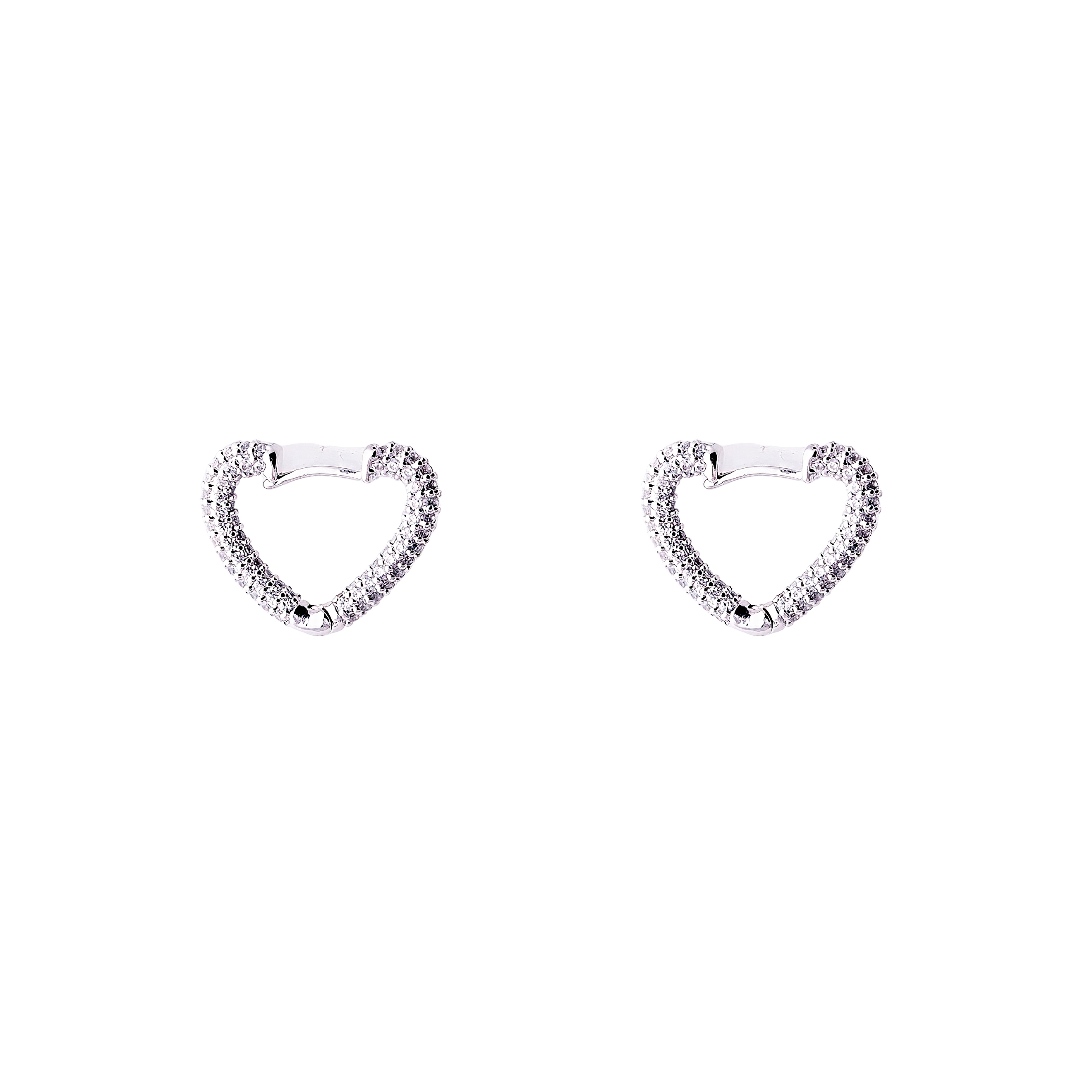 heart earrings with crystal pavé