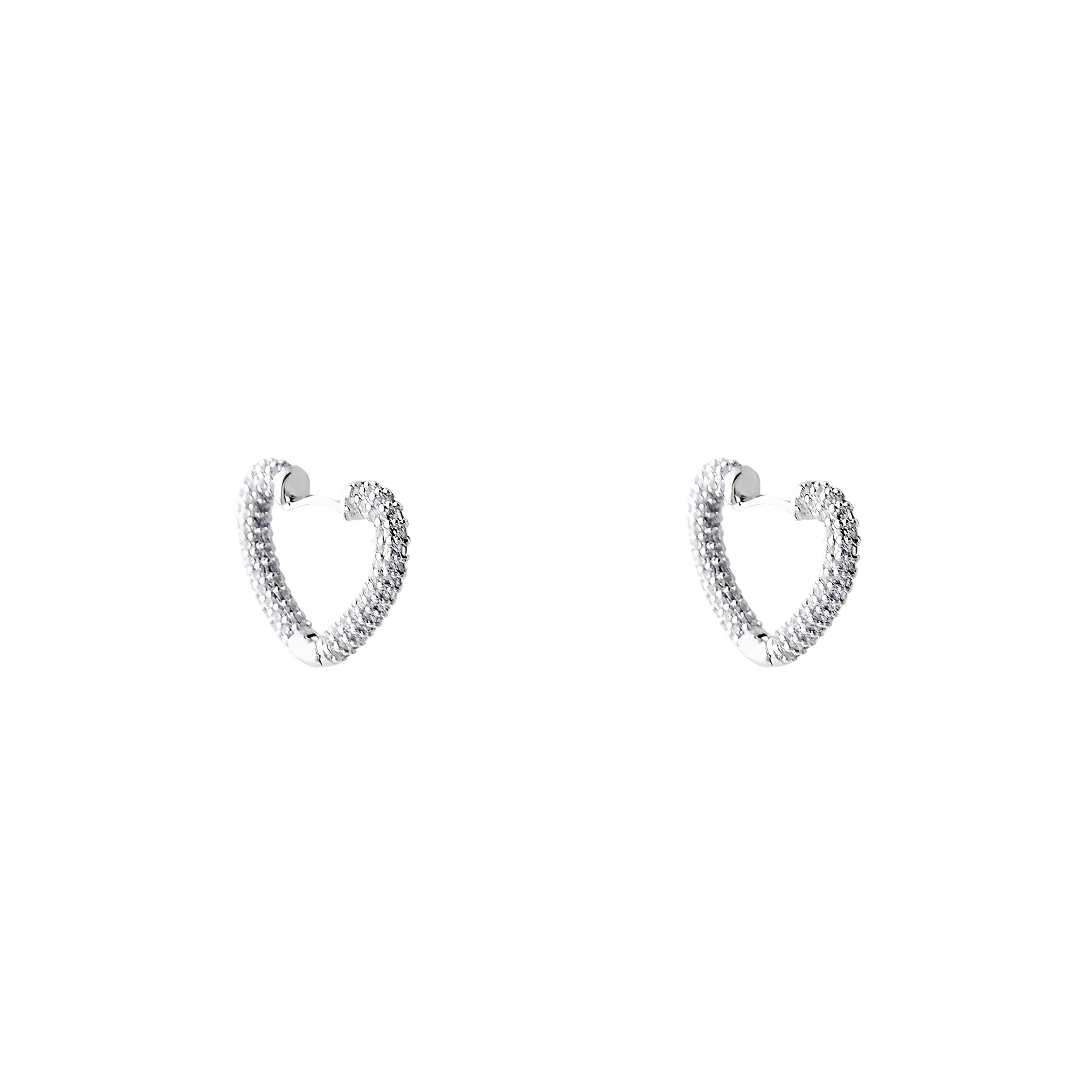 heart earrings with crystal pavé