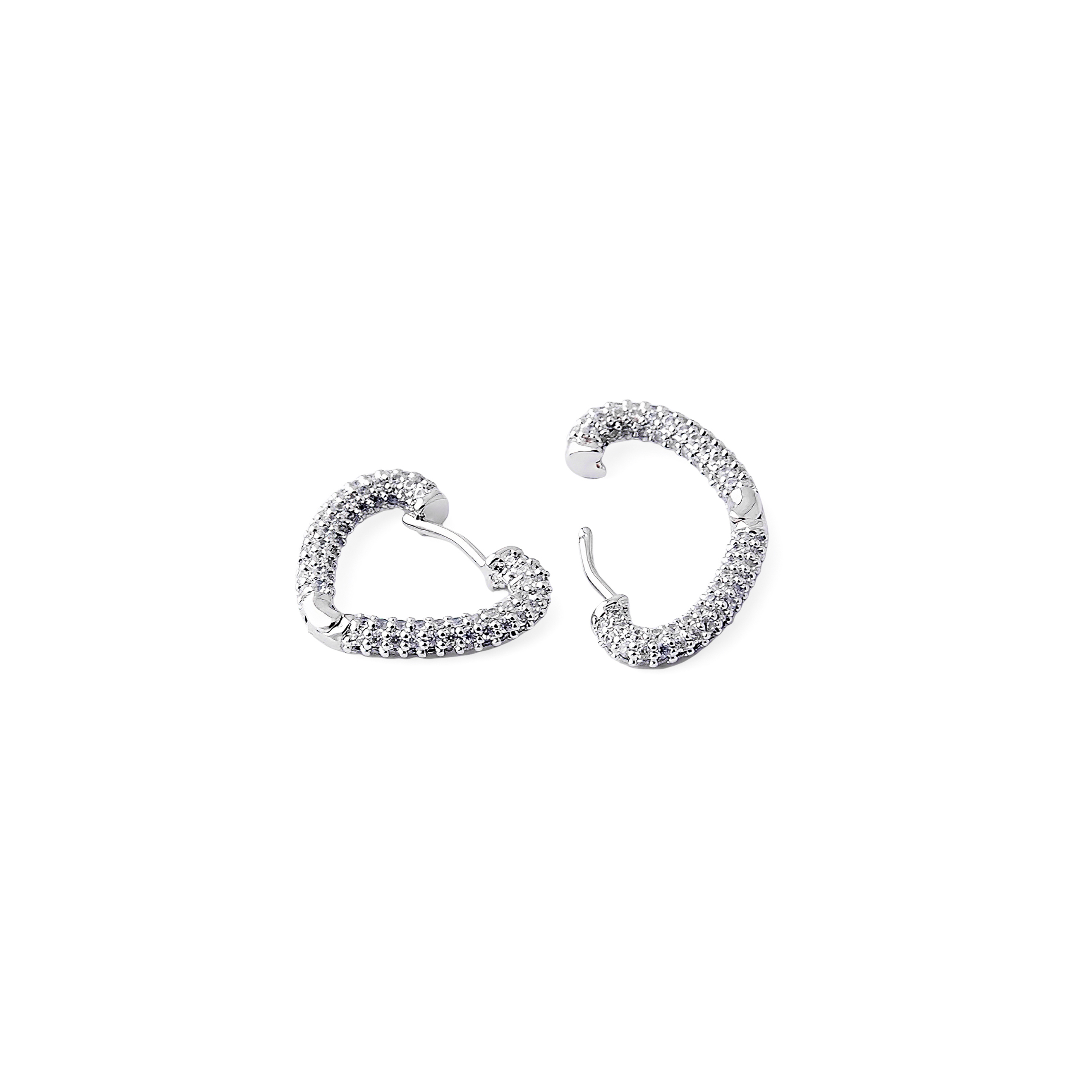 heart earrings with crystal pavé