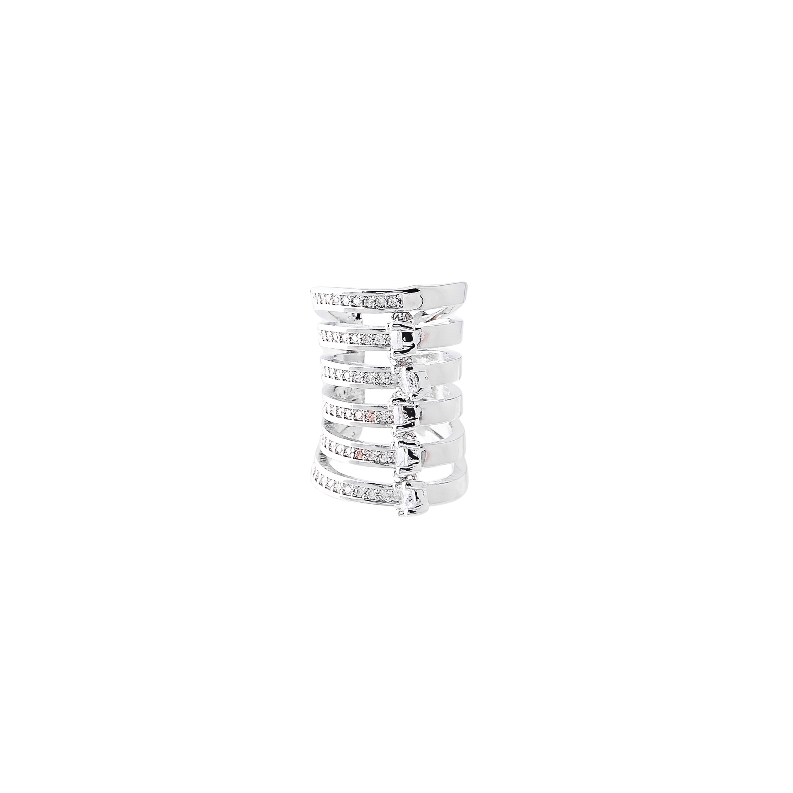 Multi-level cuff with round crystals