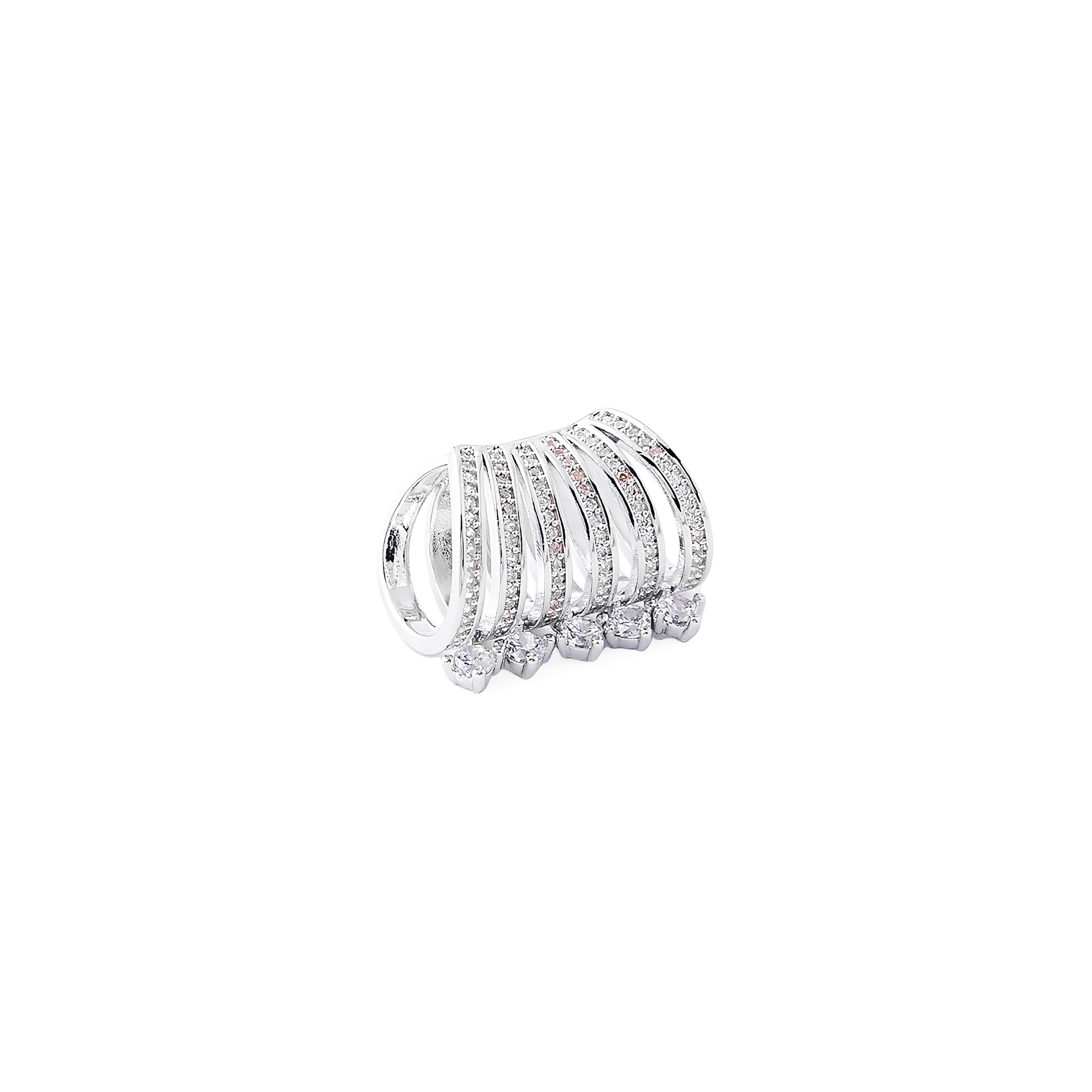 Multi-level cuff with round crystals