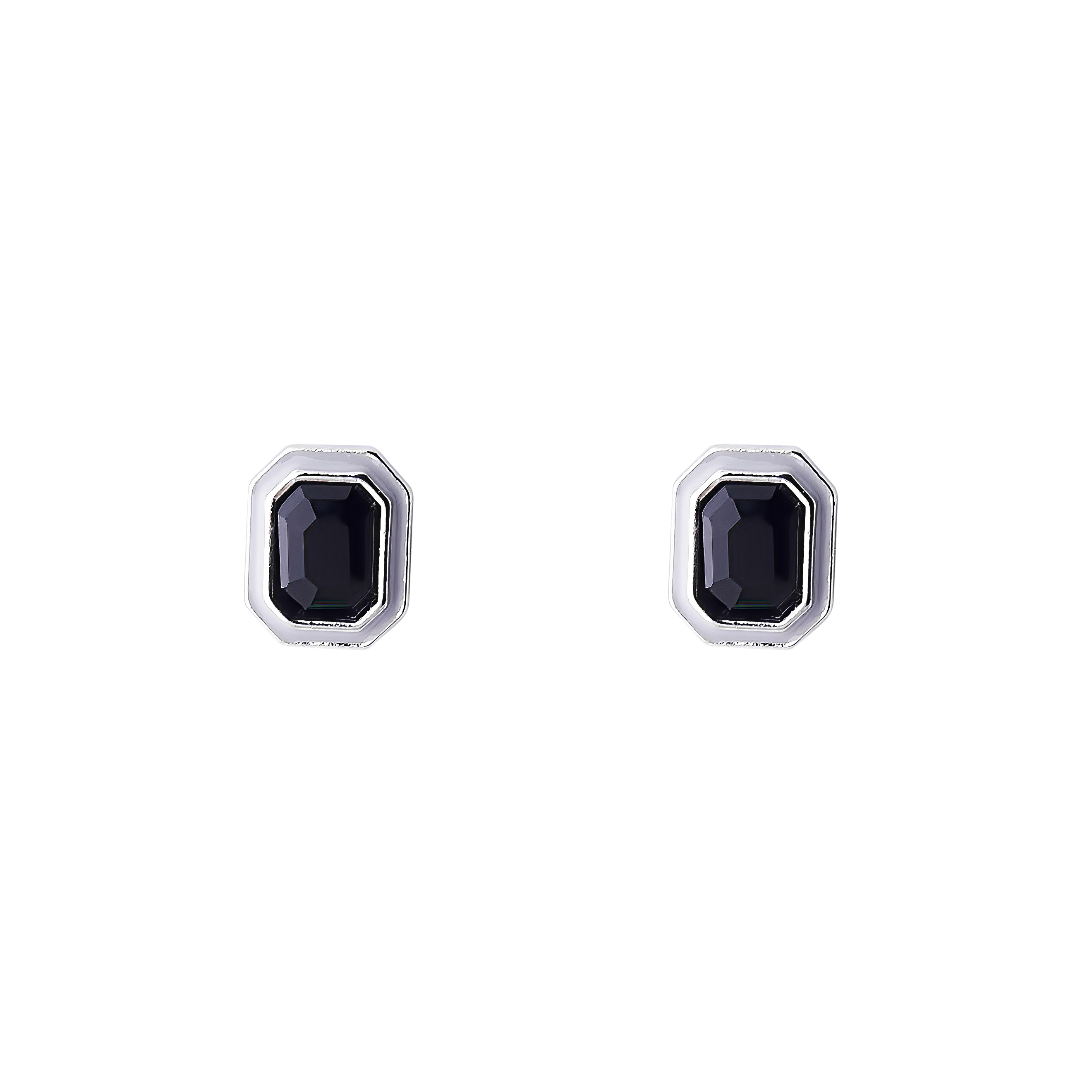 earrings with black crystals and white enamel