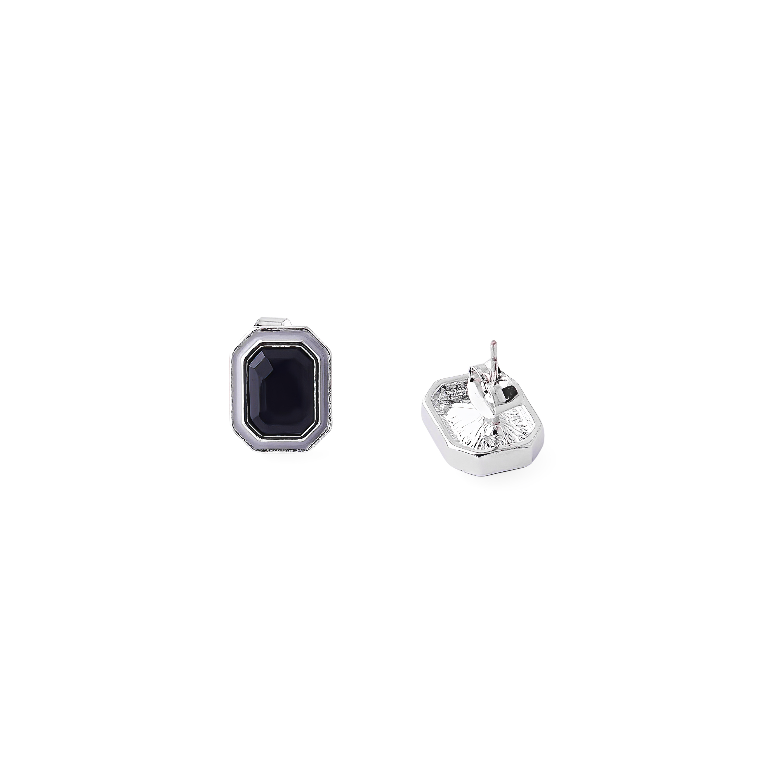 earrings with black crystals and white enamel