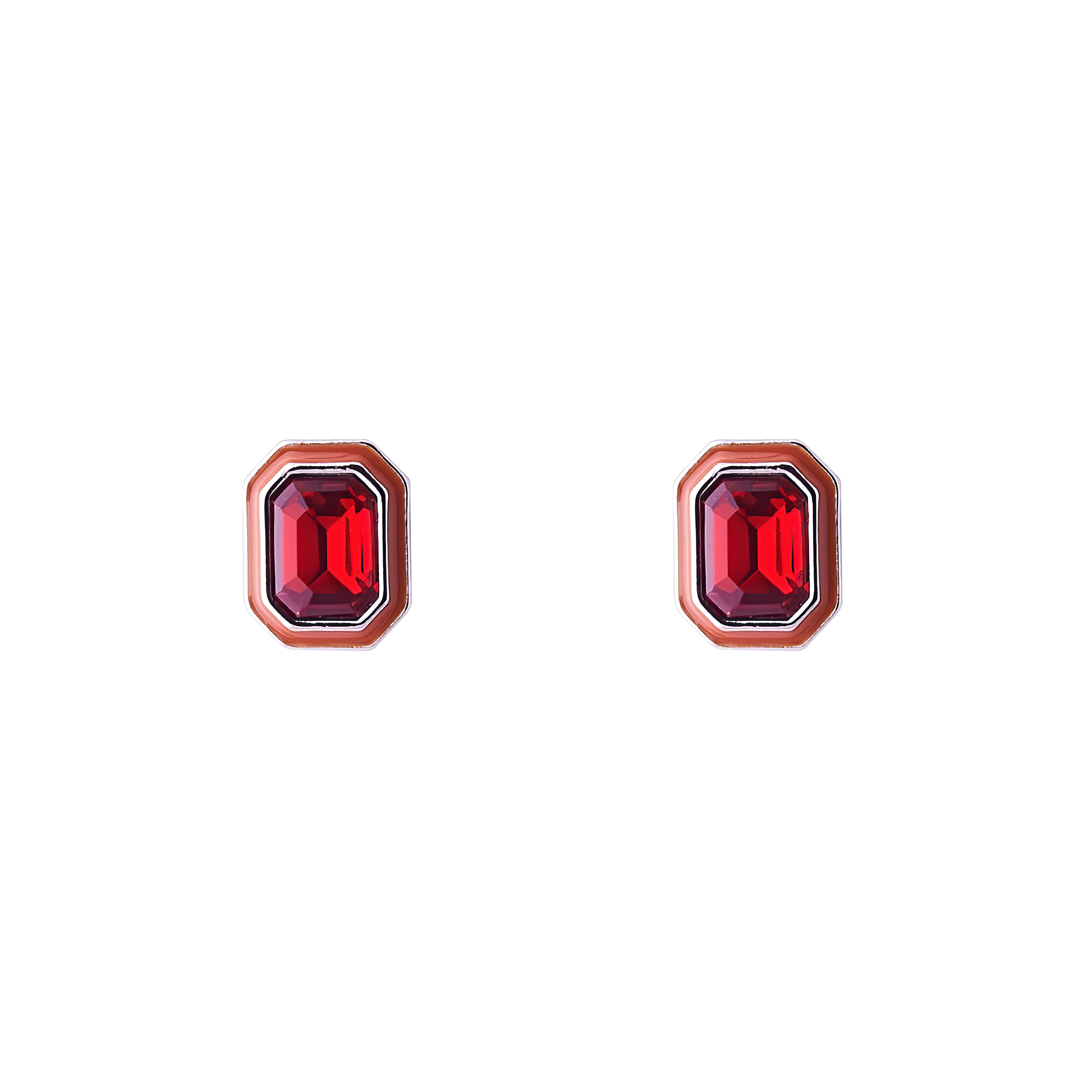 earrings with red crystals and red enamel