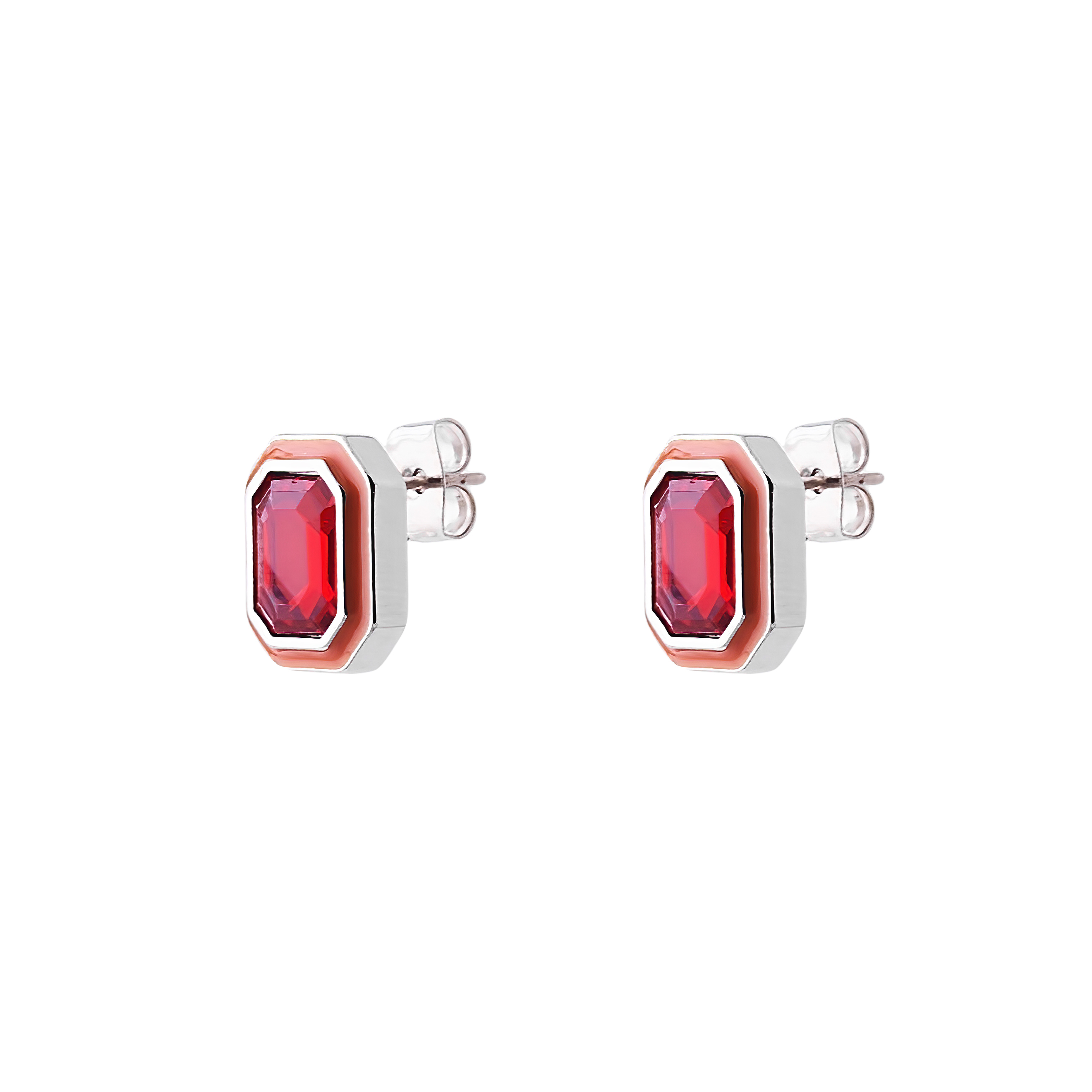 earrings with red crystals and red enamel