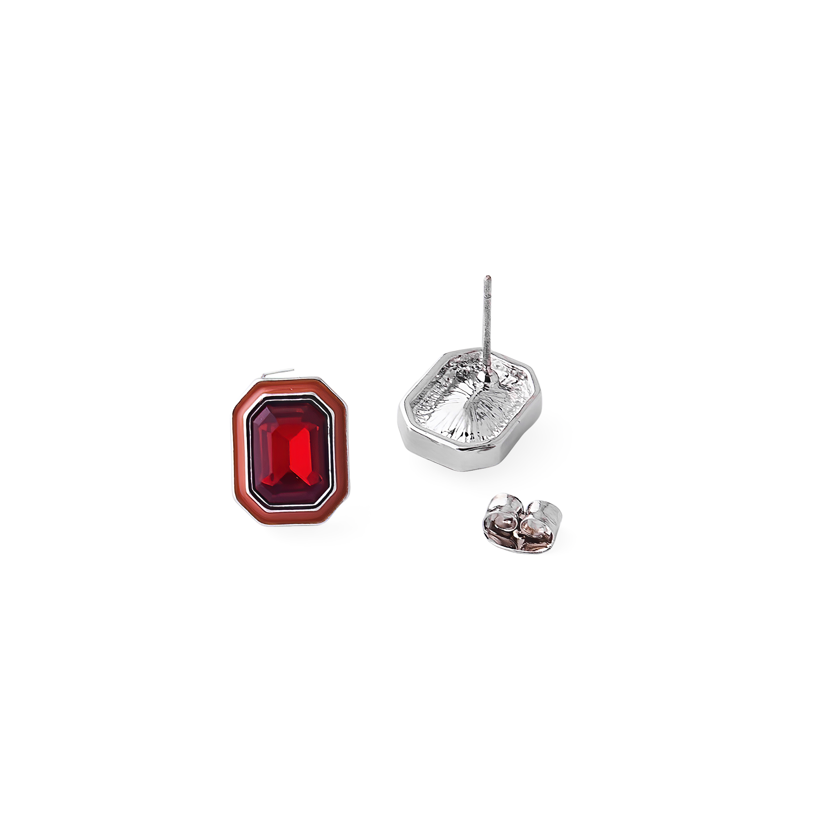 earrings with red crystals and red enamel