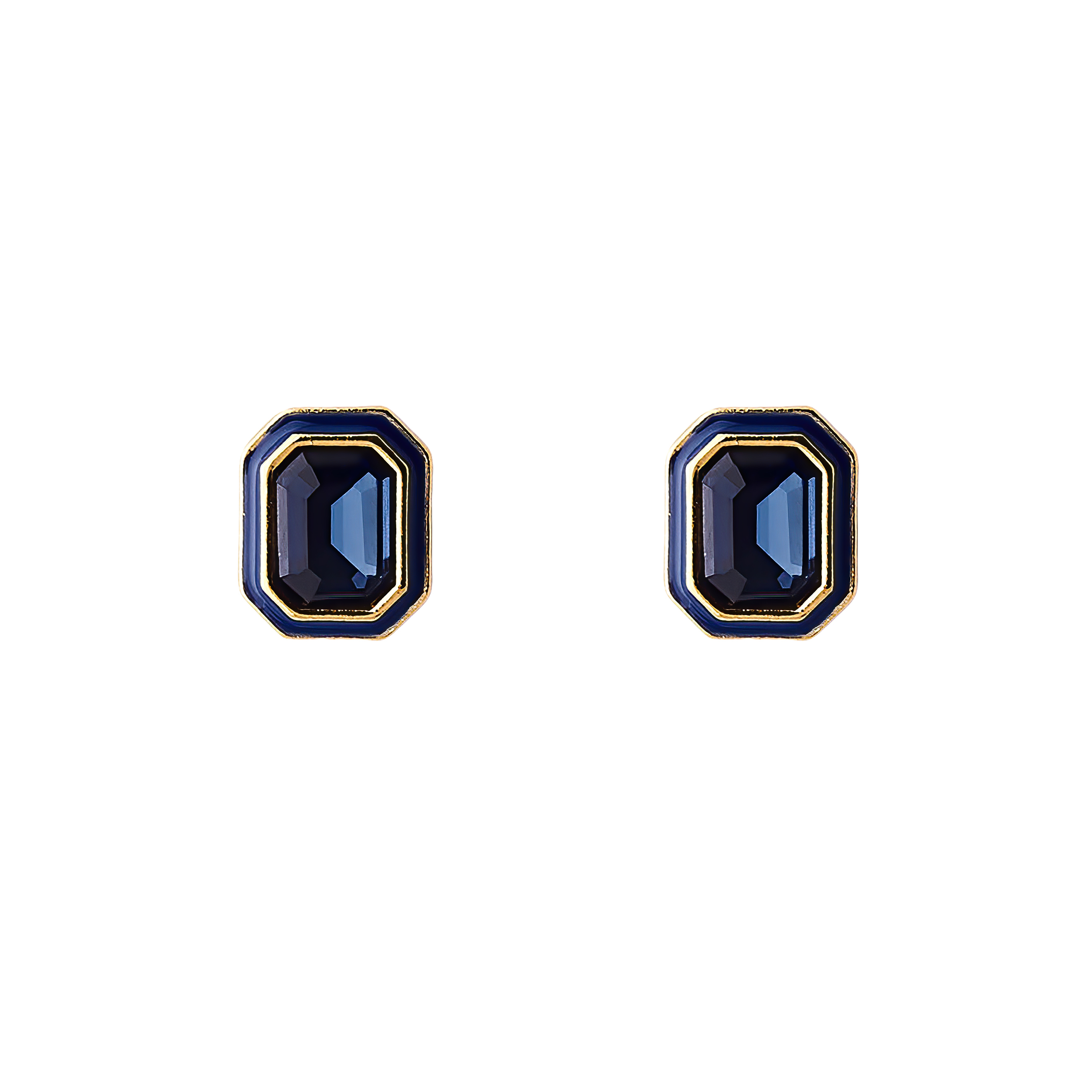 earrings with blue crystals and blue enamel
