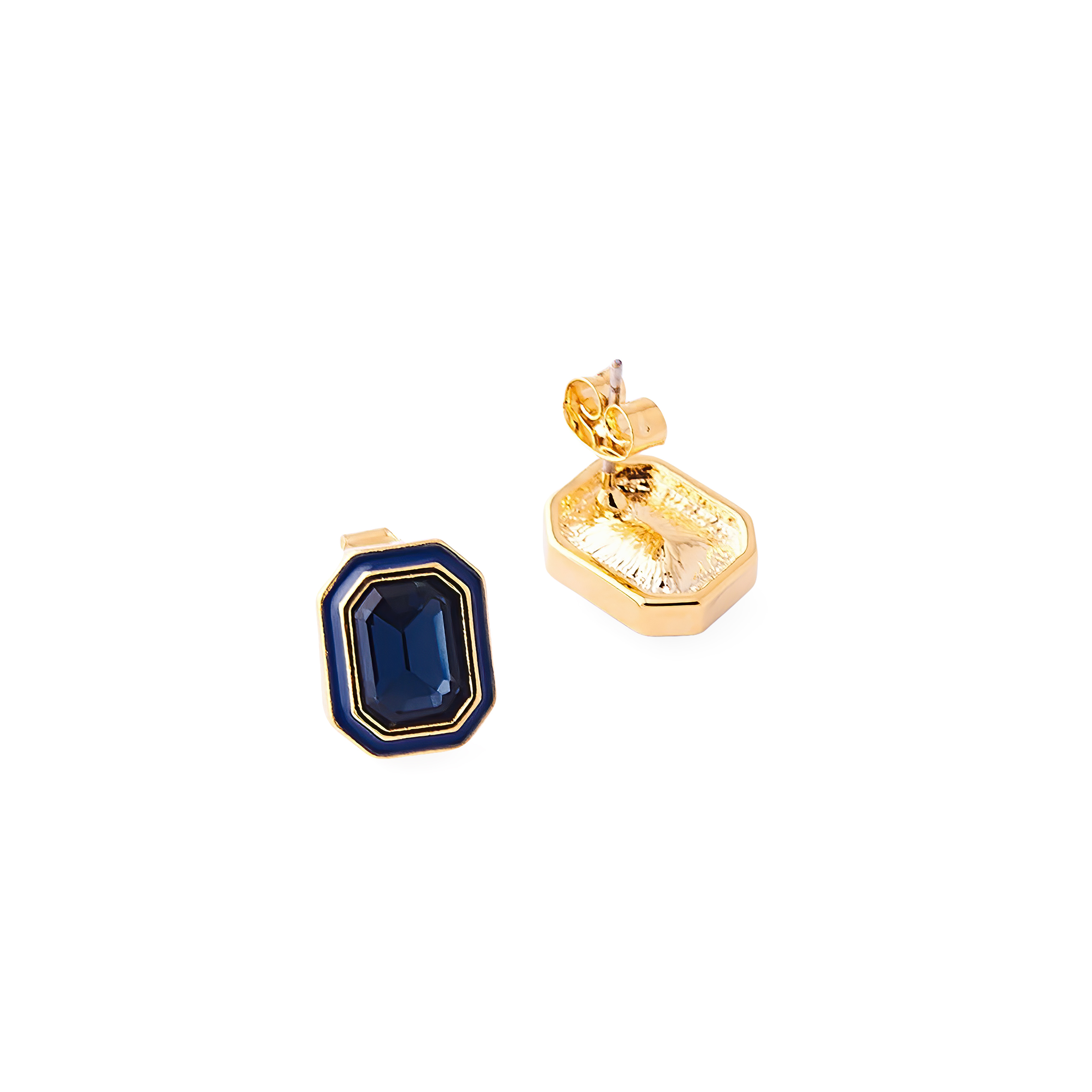 earrings with blue crystals and blue enamel