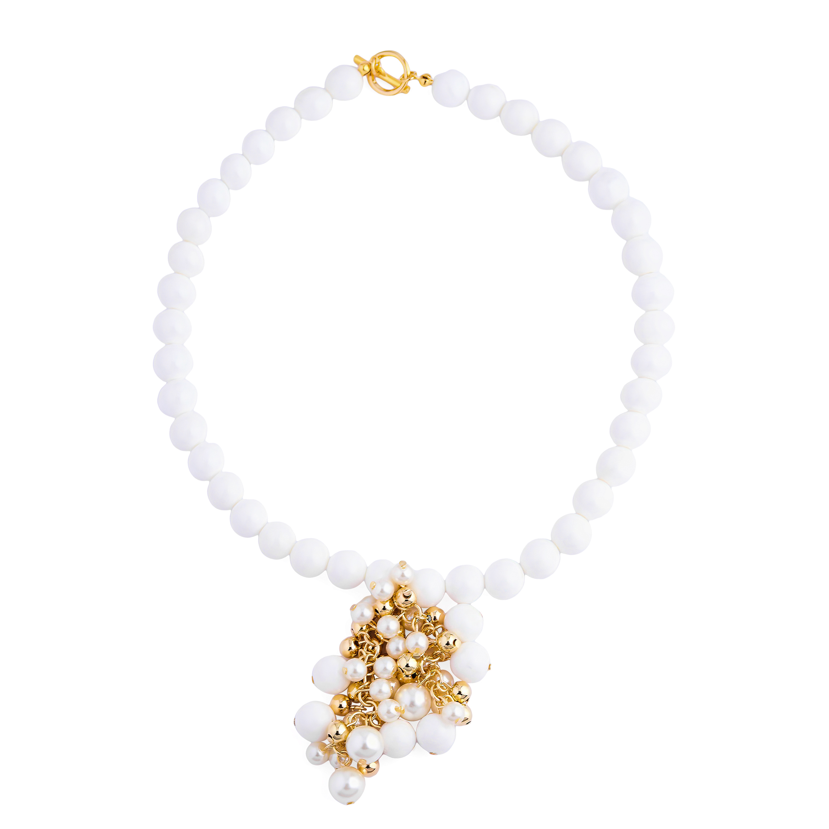 white beads with a cluster of beads