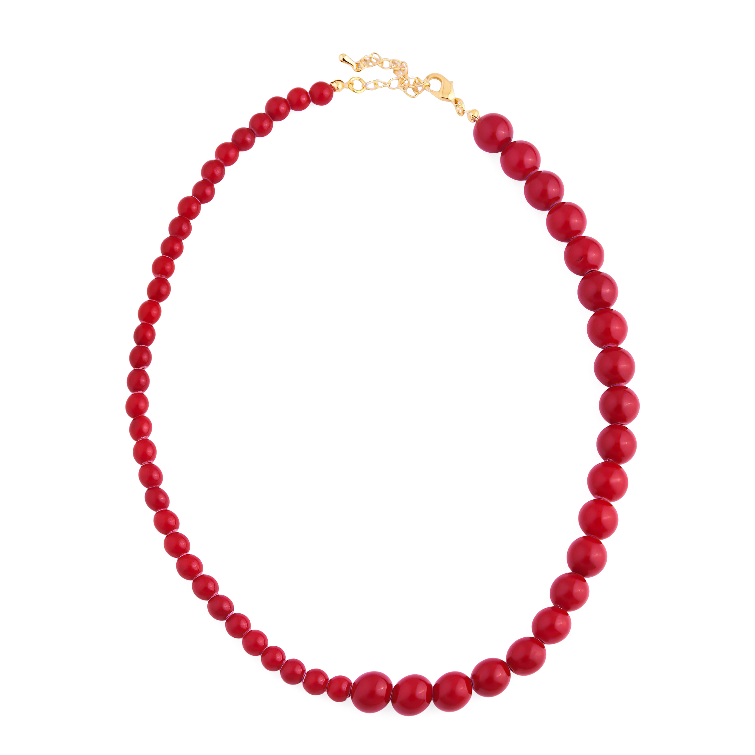 Asymmetric necklace made of red beads