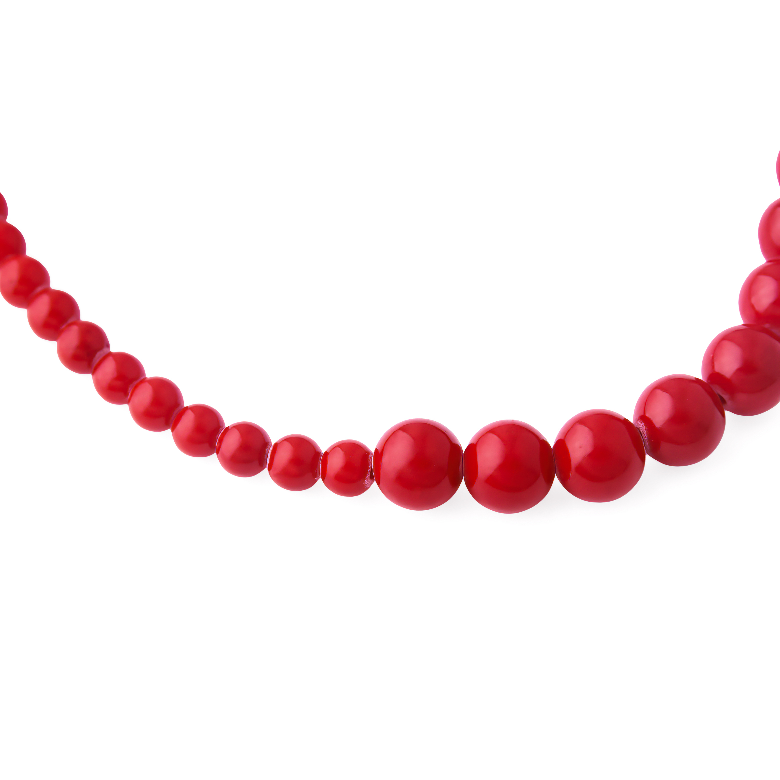 Asymmetric necklace made of red beads