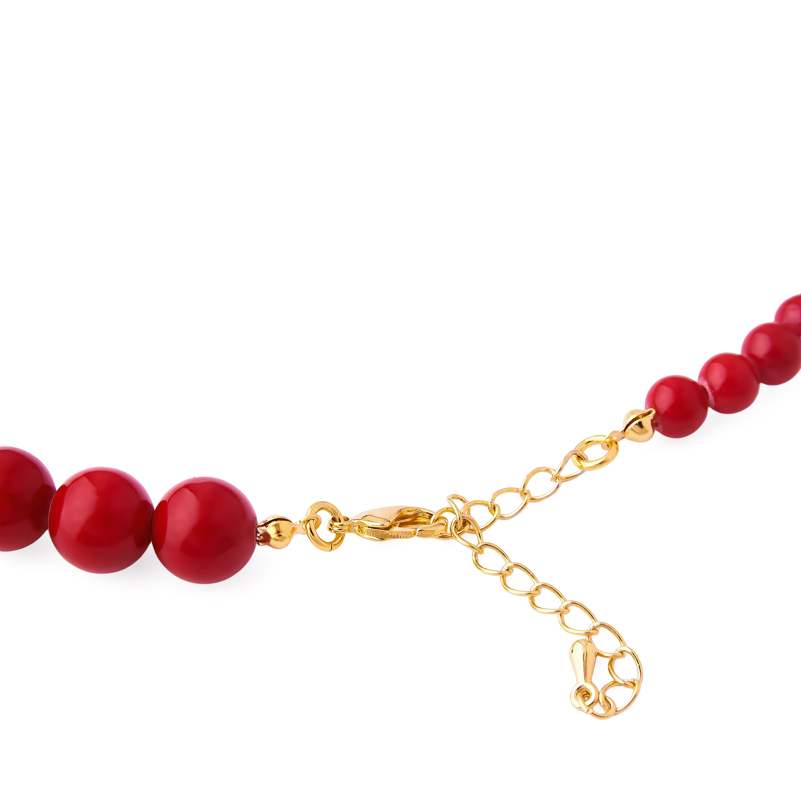 Asymmetric necklace made of red beads