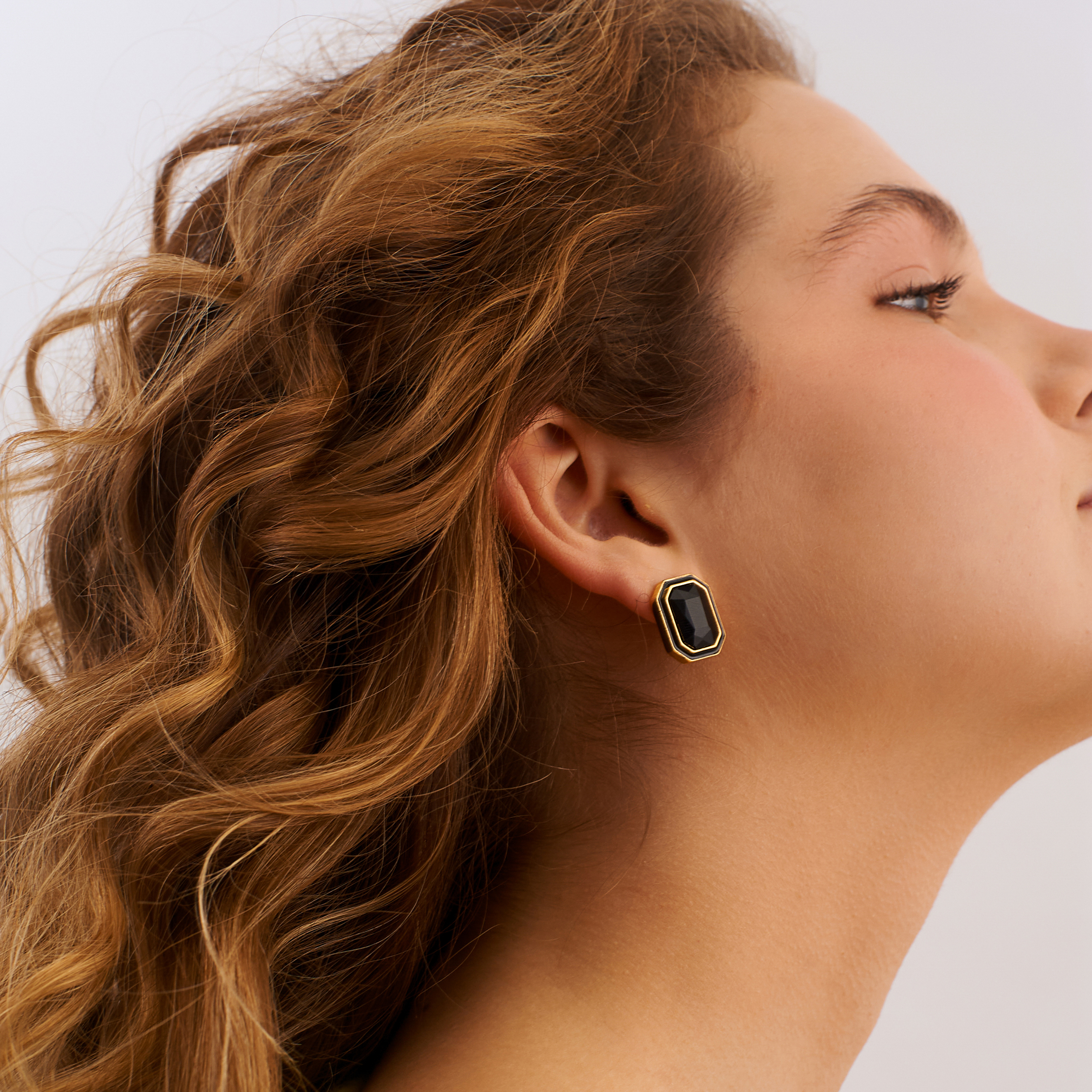 Large  earrings with black crystals and black enamel