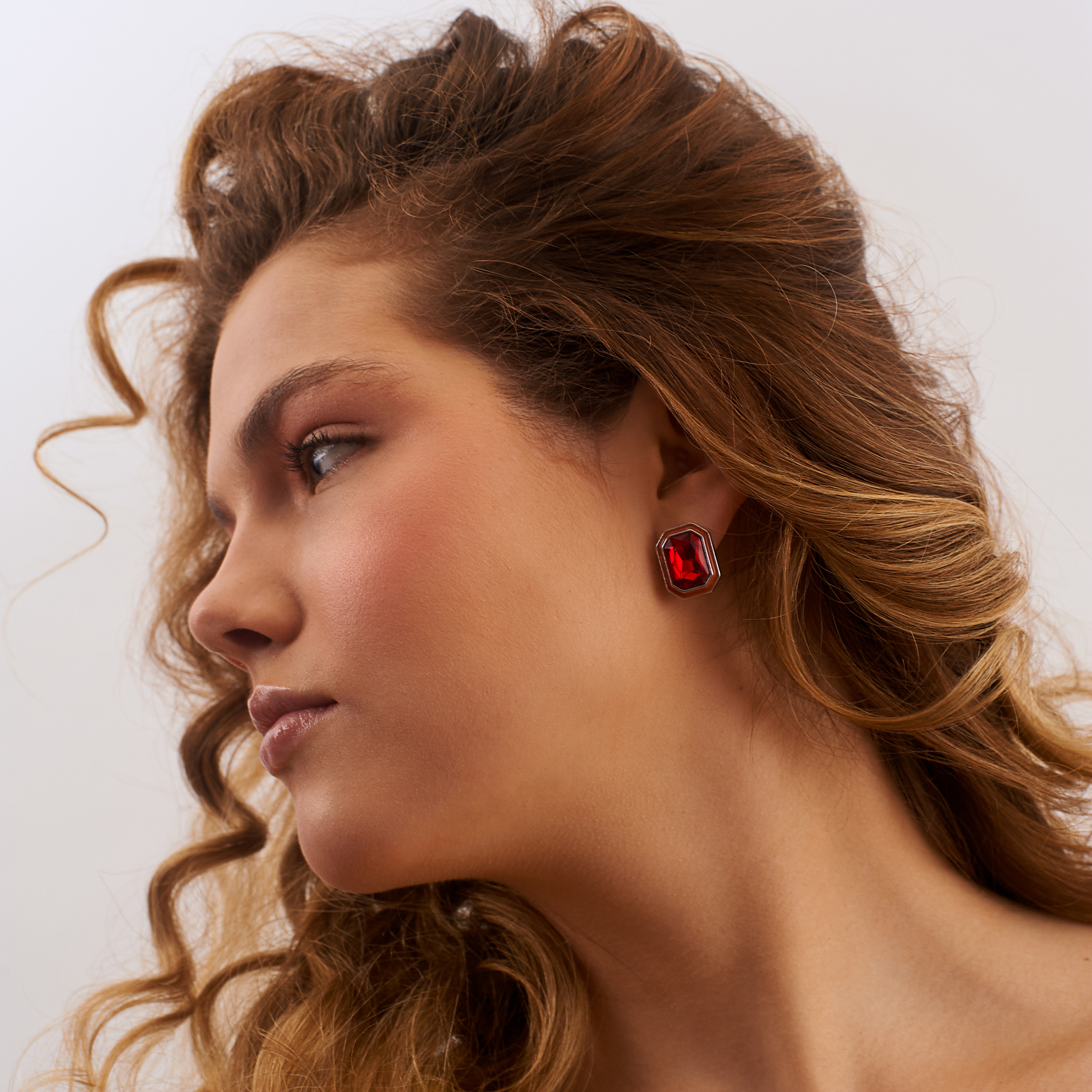 earrings with red crystals and red enamel