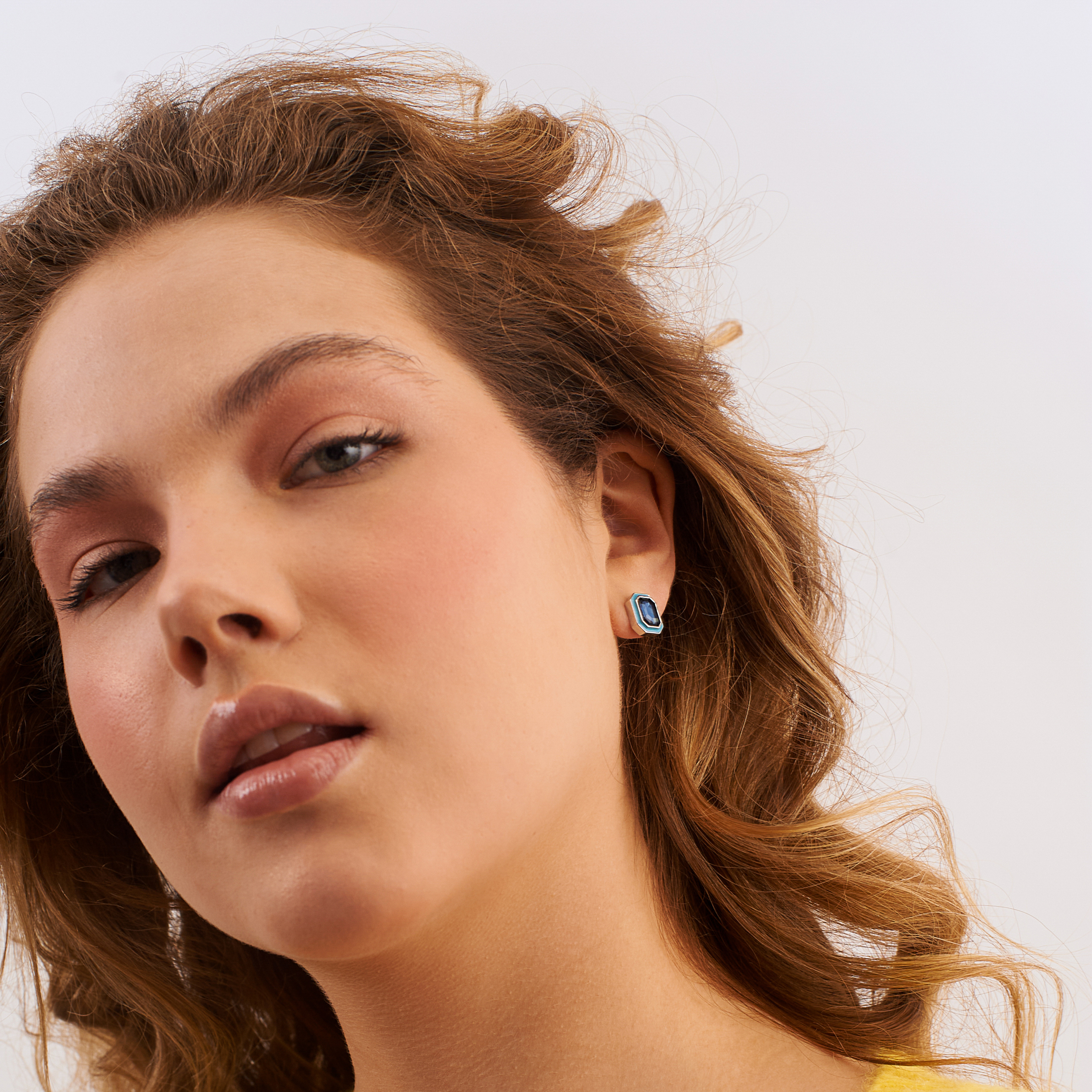 earrings with blue crystals and blue enamel