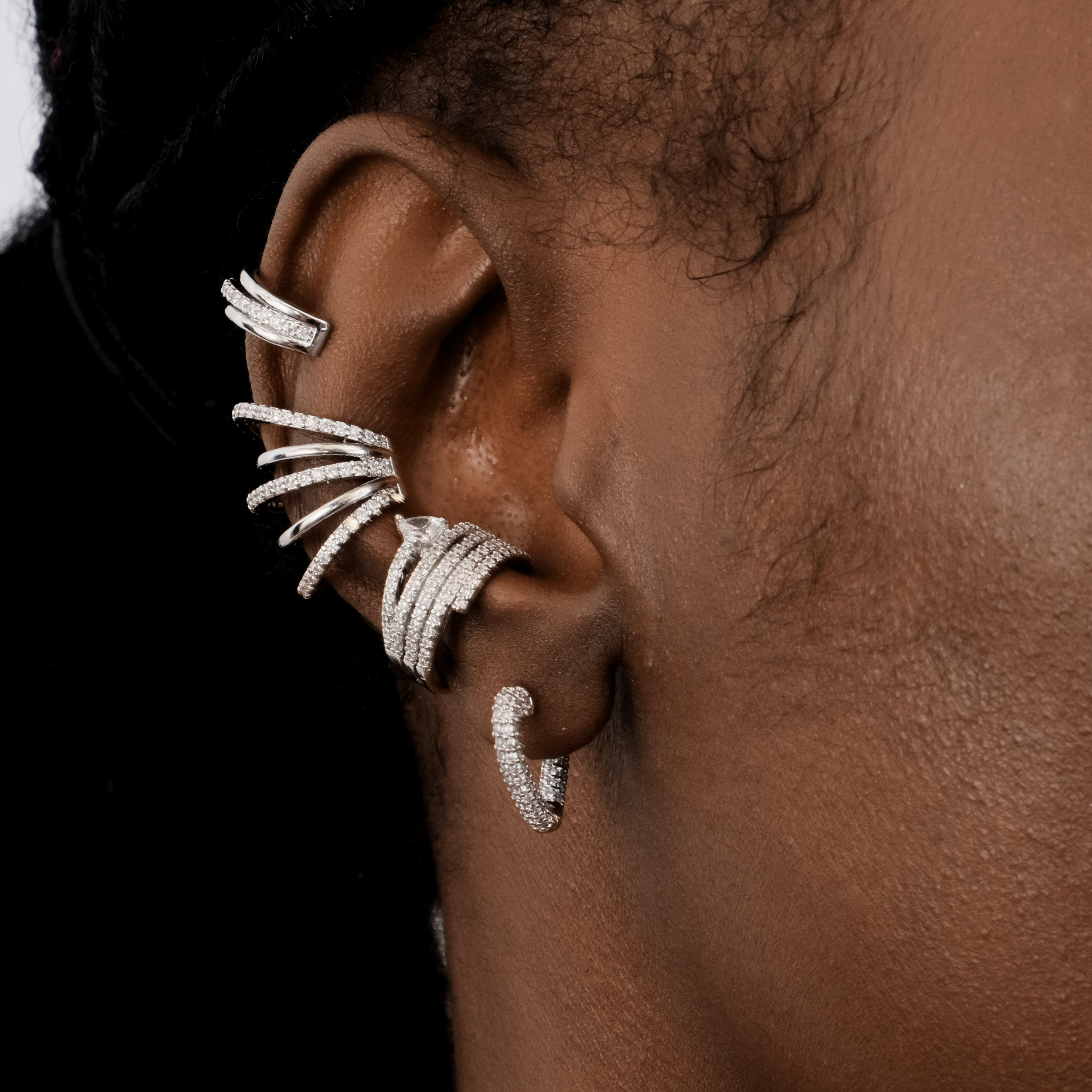 heart earrings with crystal pavé
