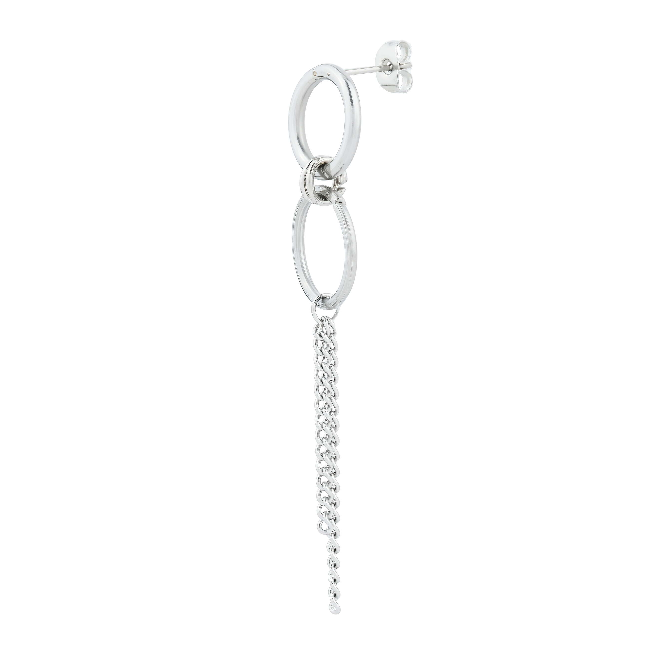 earrings made of two rings with a chain