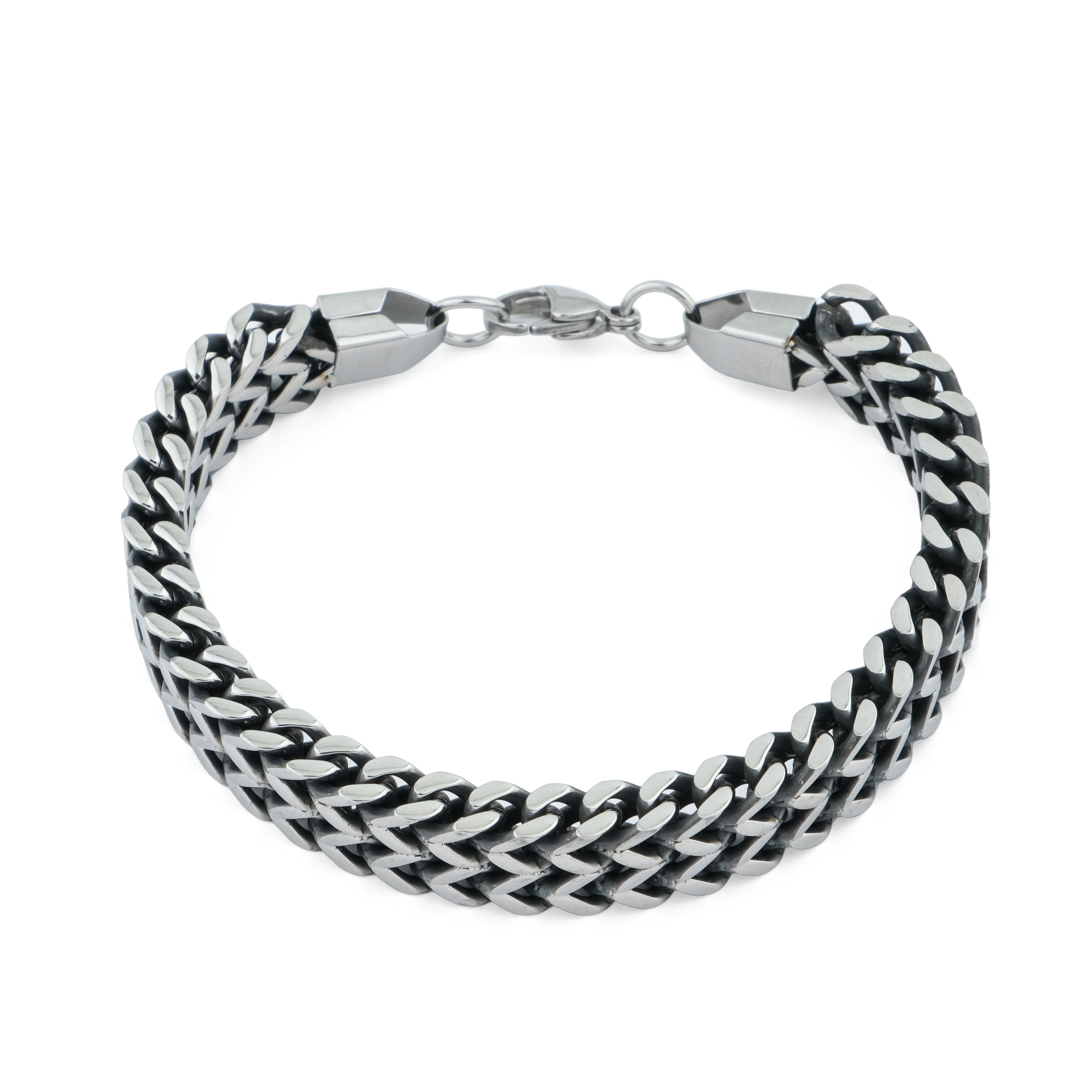 Steel bracelet with double weave and blackening