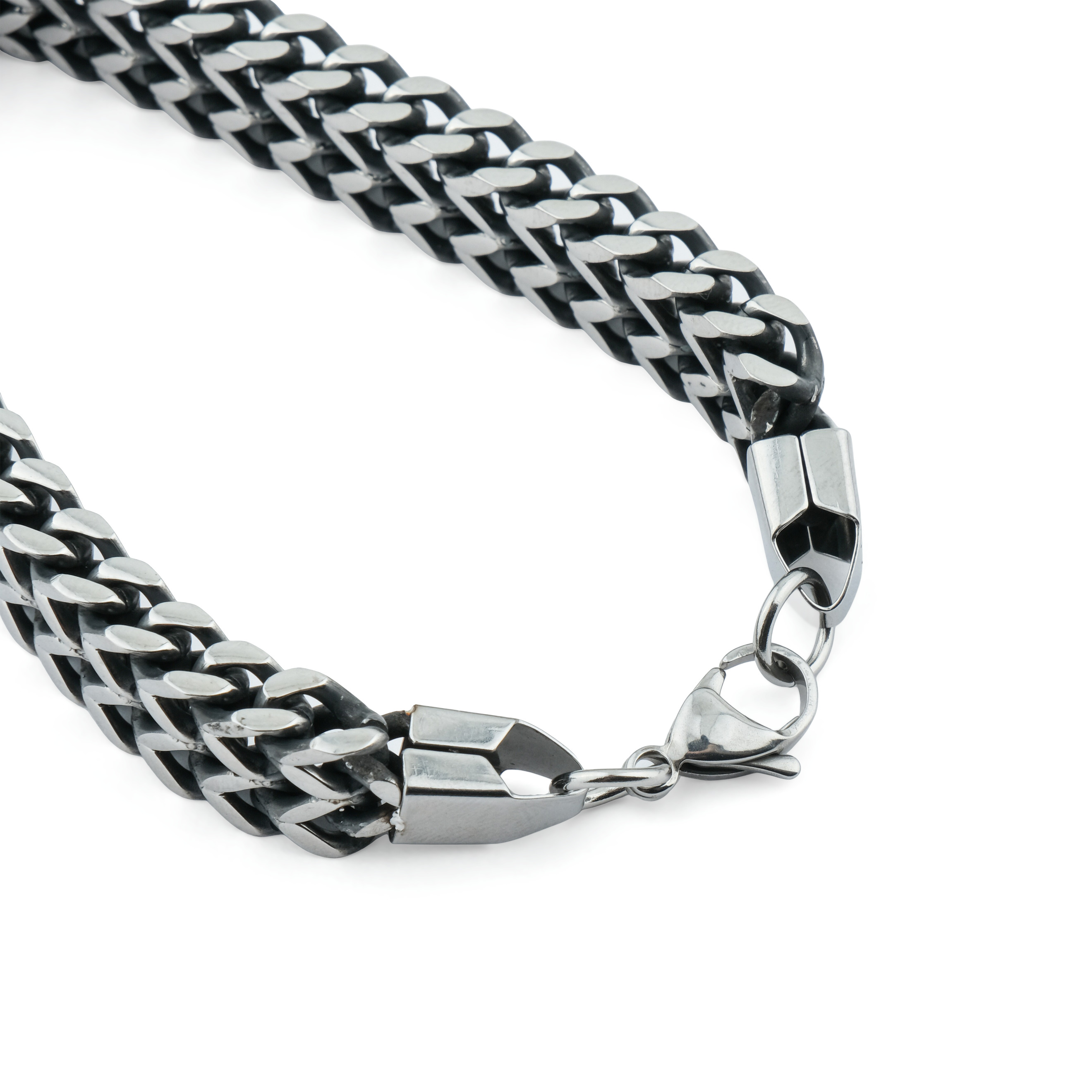 Steel bracelet with double weave and blackening