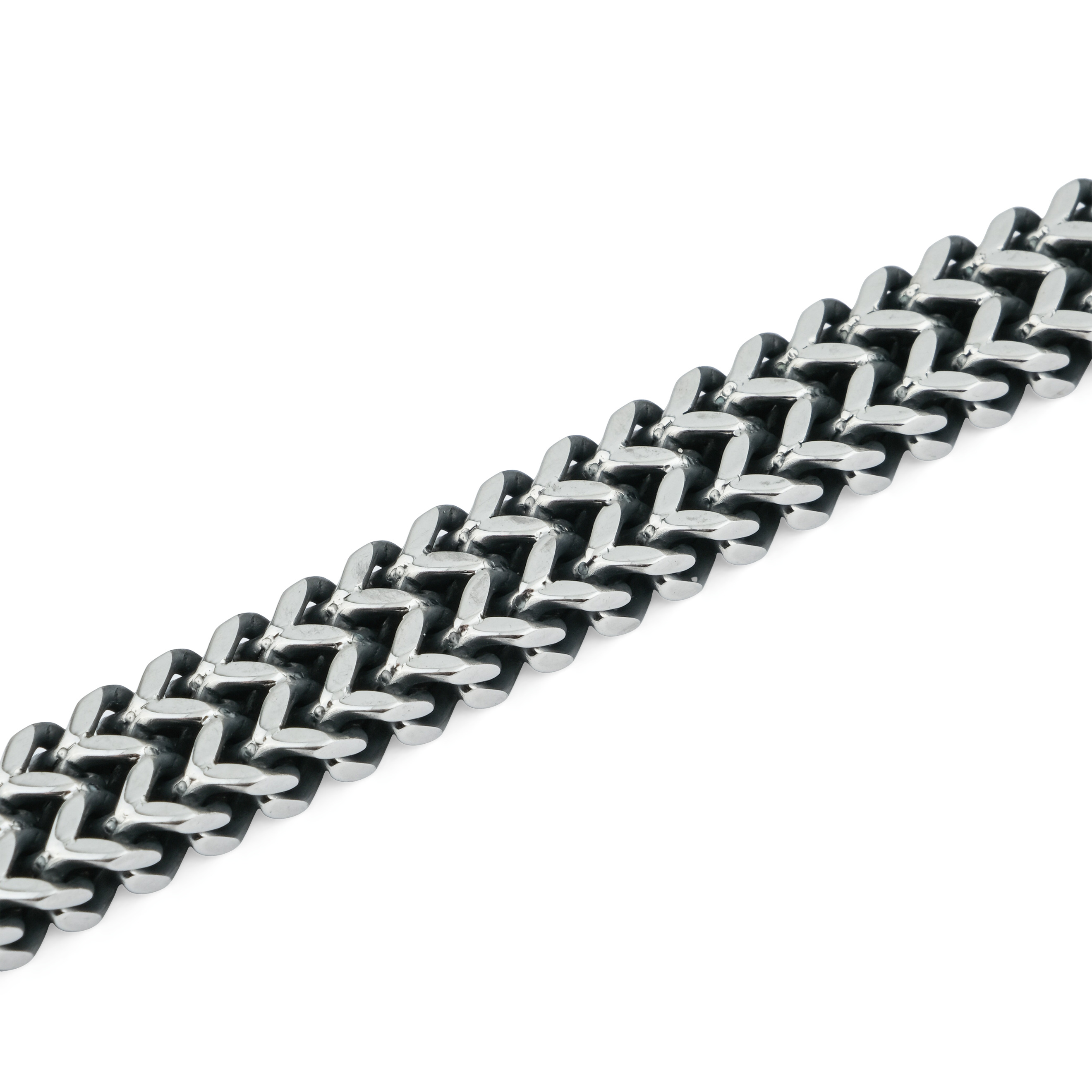 Steel bracelet with double weave and blackening