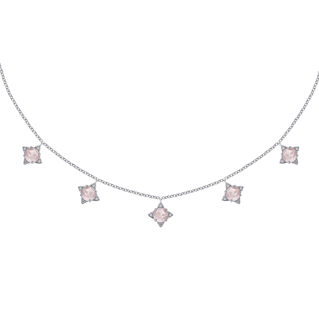 Серебряное колье The Rose с розовым кварцем