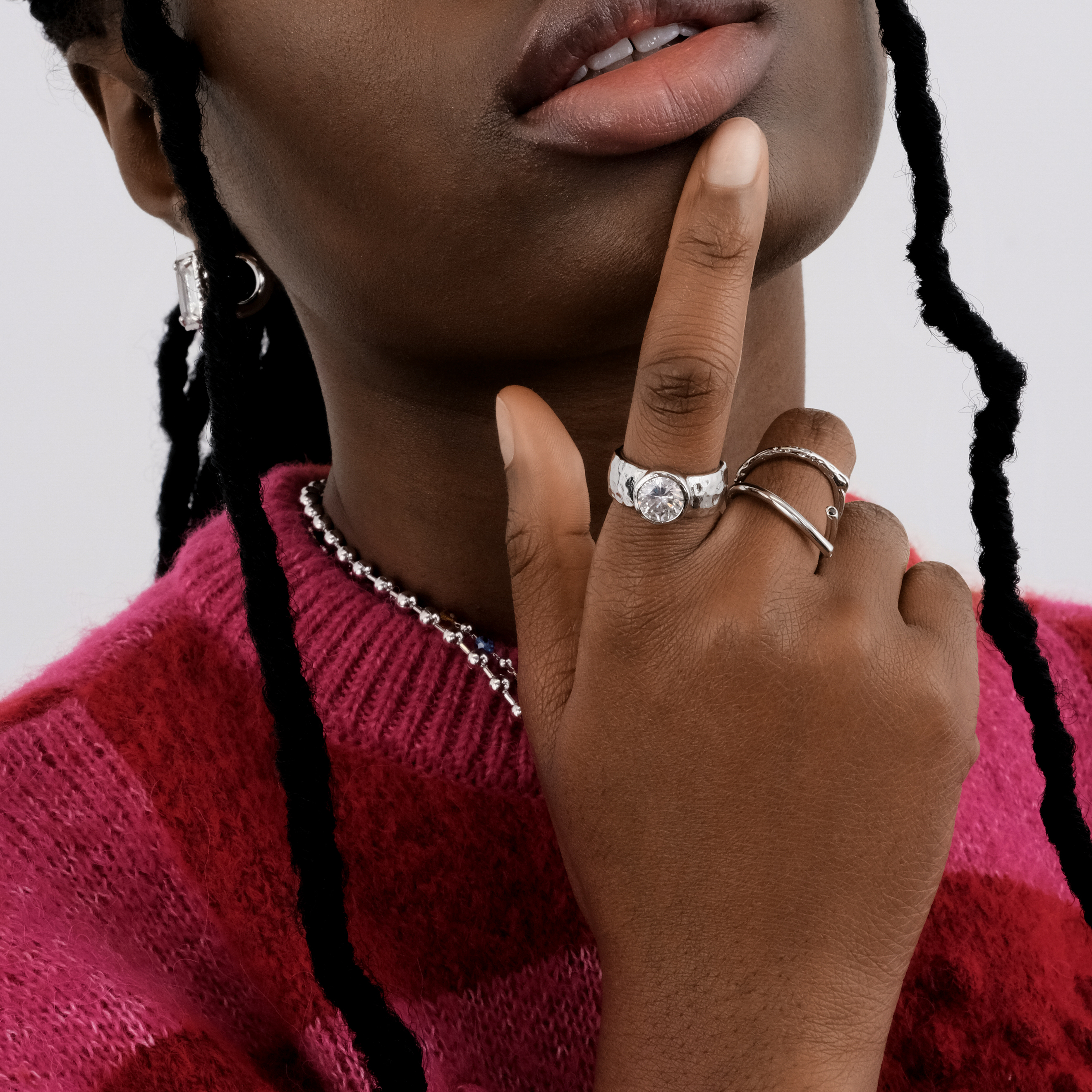 Wide ring with a large crystal