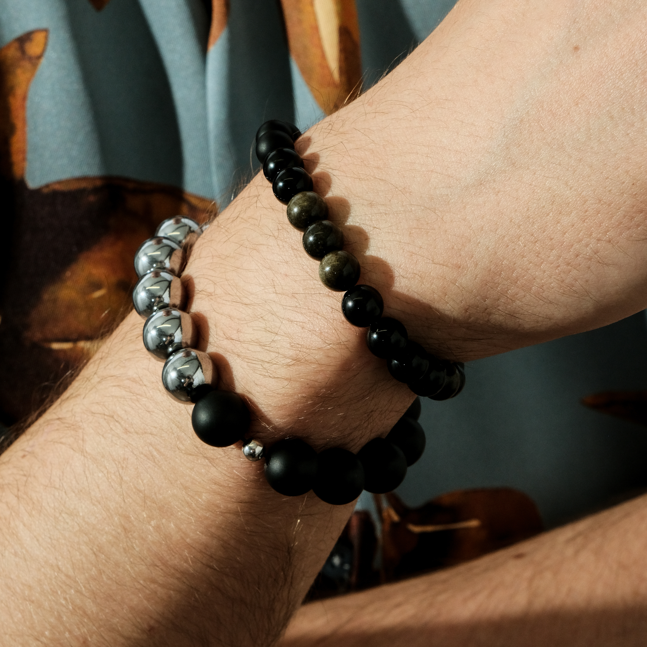 Bracelet made of agate and gold obsidian Ø8mm
