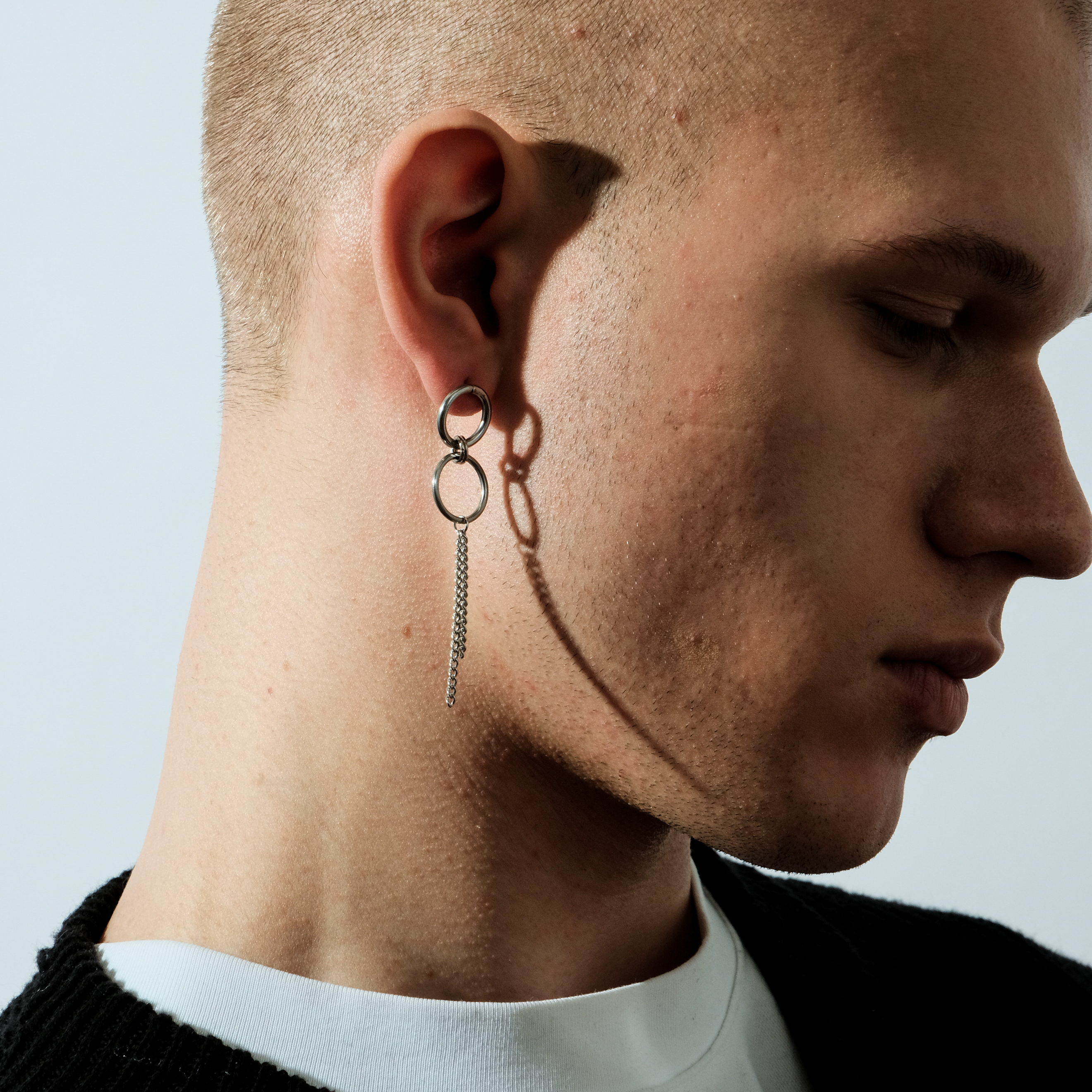 earrings made of two rings with a chain