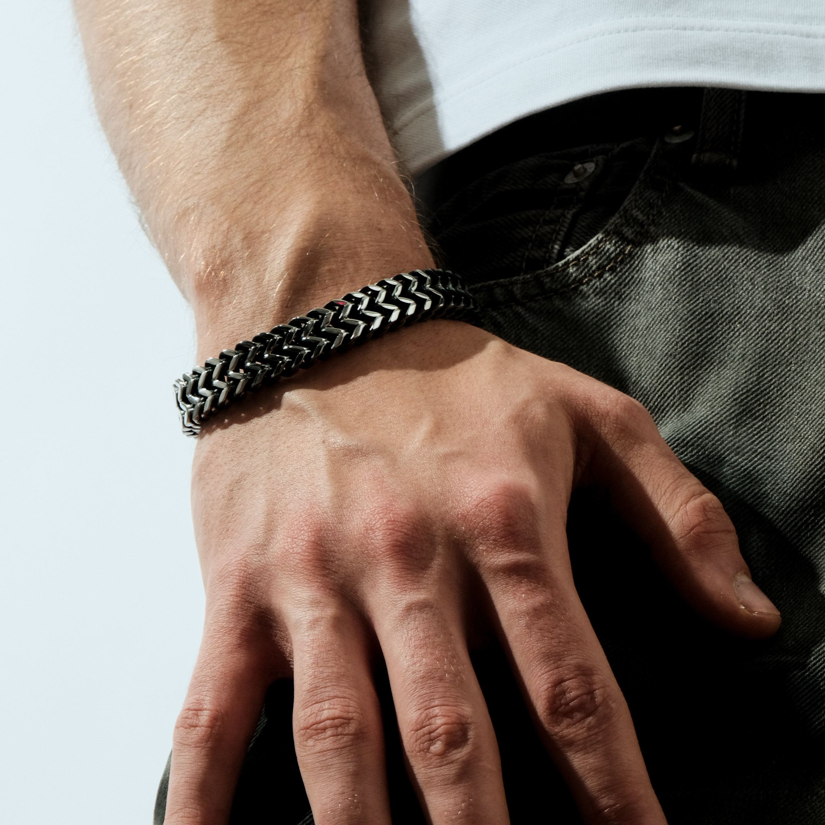 Bracelet with blackening and double weave