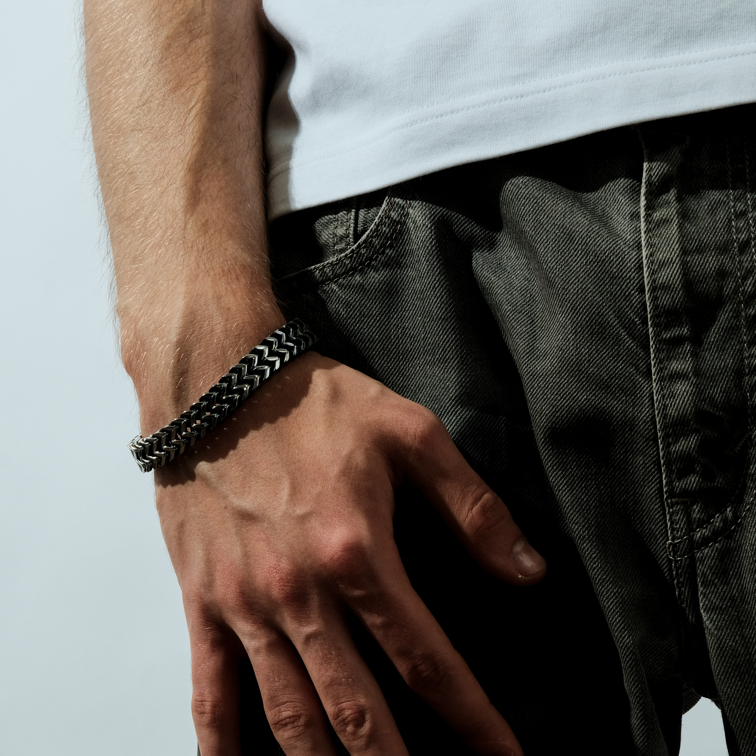 Bracelet with blackening and double weave