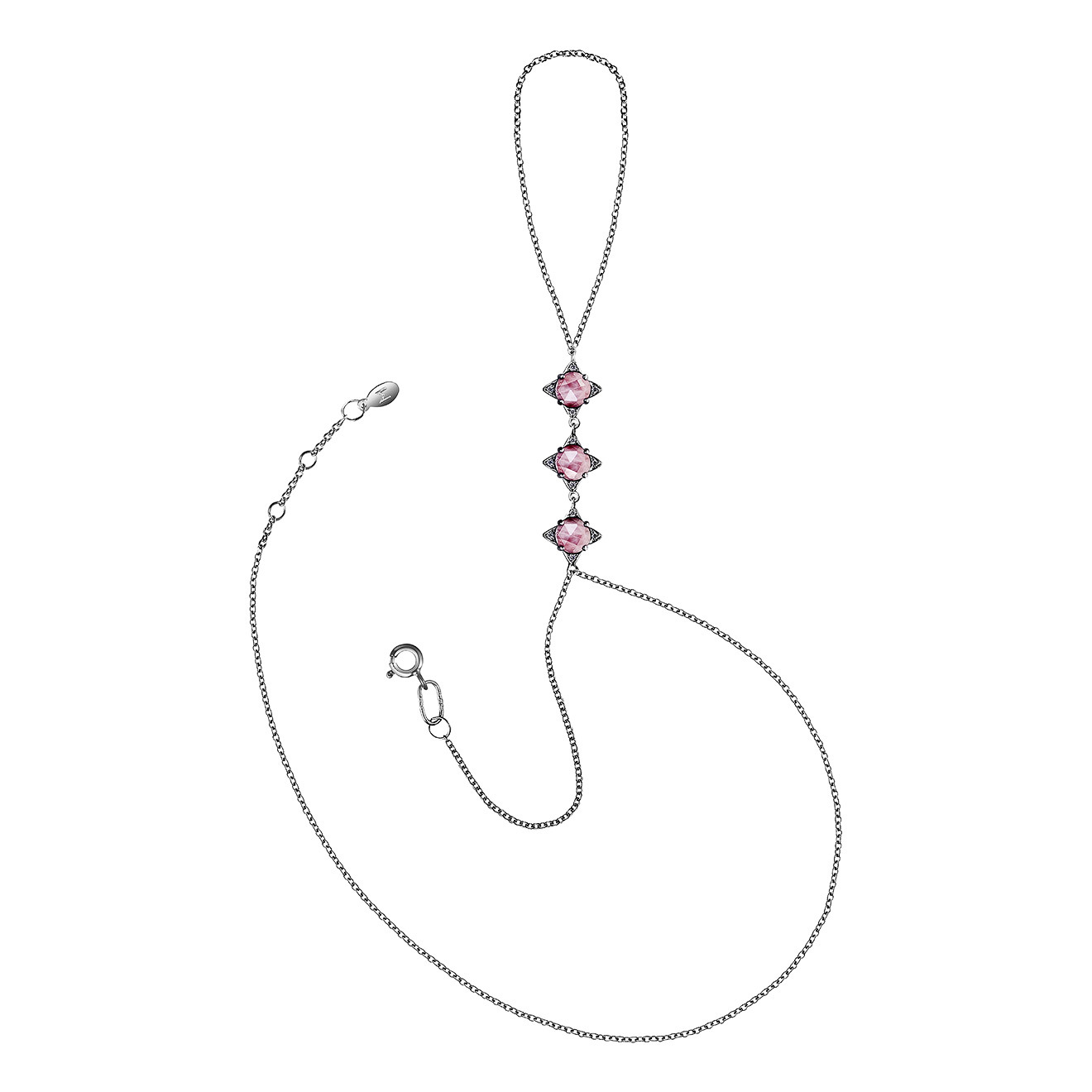 Silver slave bracelet The Rose with rose quartz