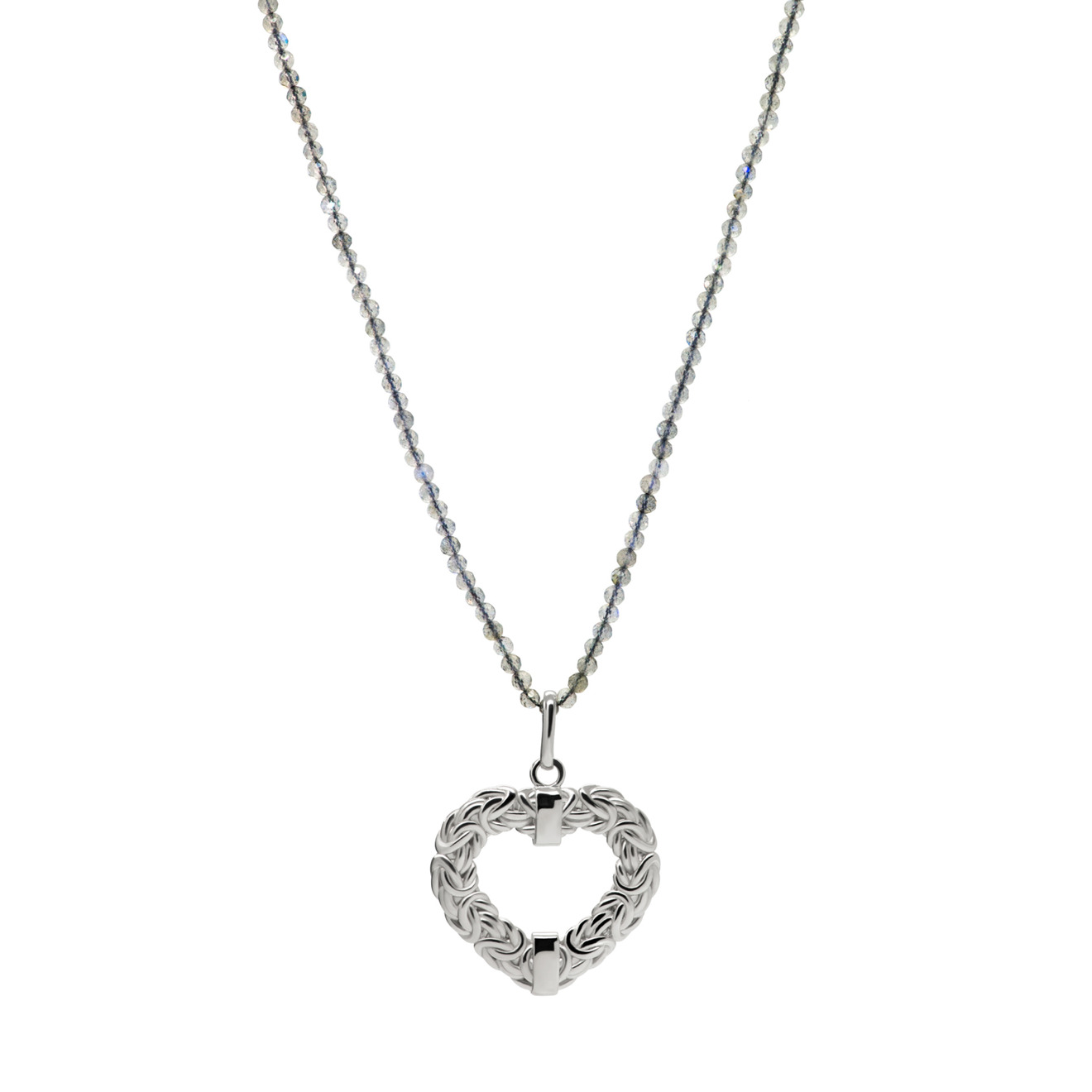 Serebriciti Jewelry Колье из лабрадора с подвеской-сердцем aqua черно белое колье с подвеской сердцем