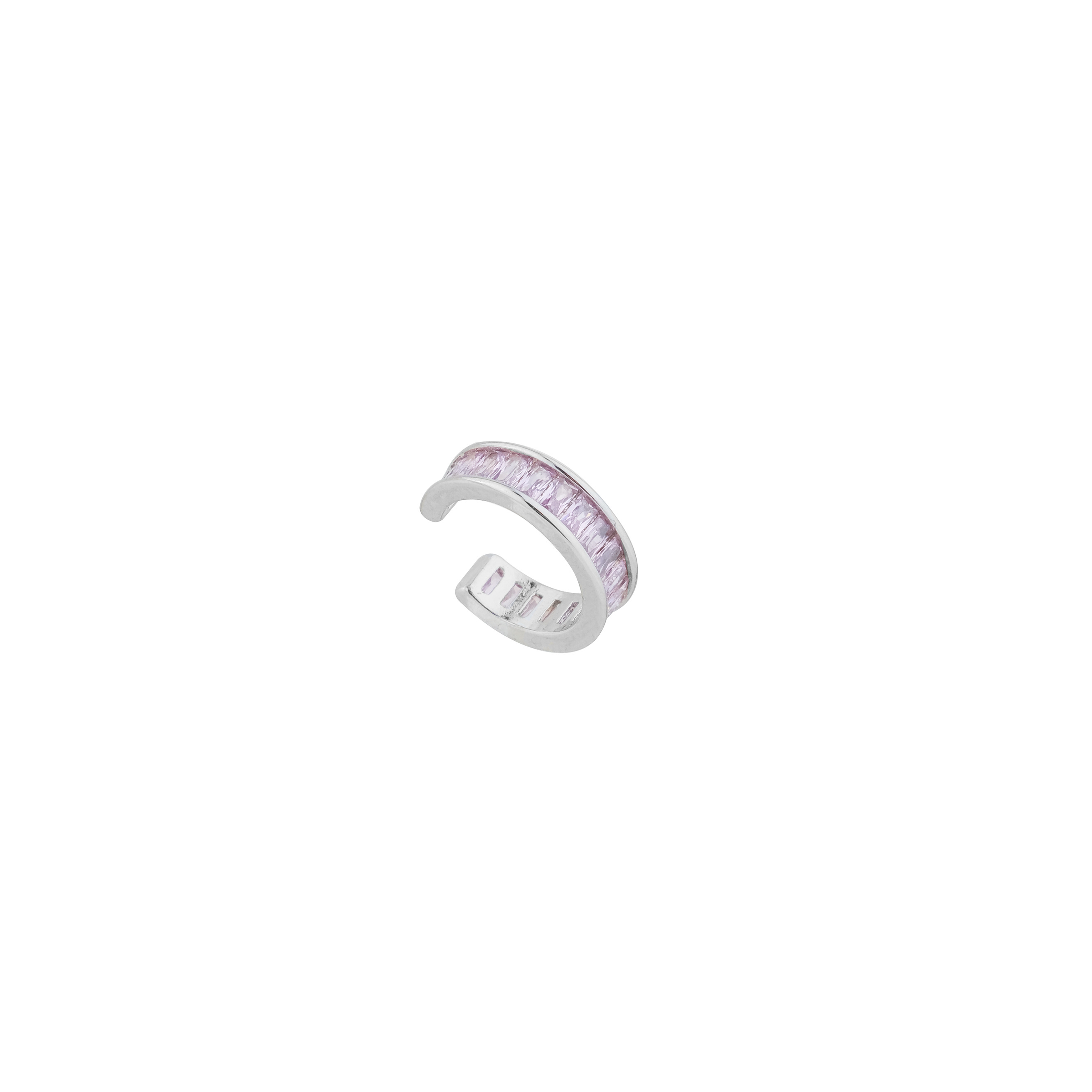 Silver cuff with pink crystals