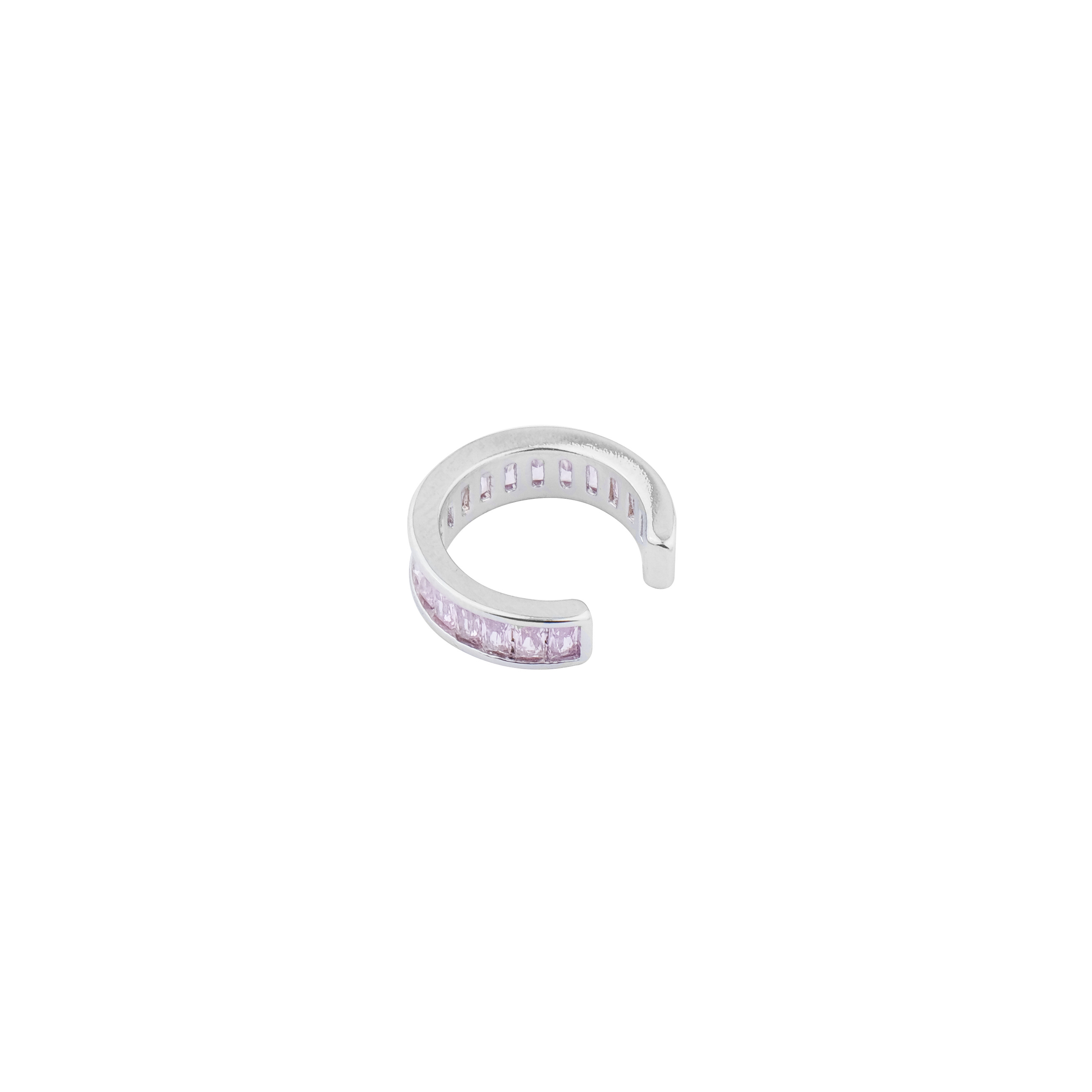 Silver cuff with pink crystals