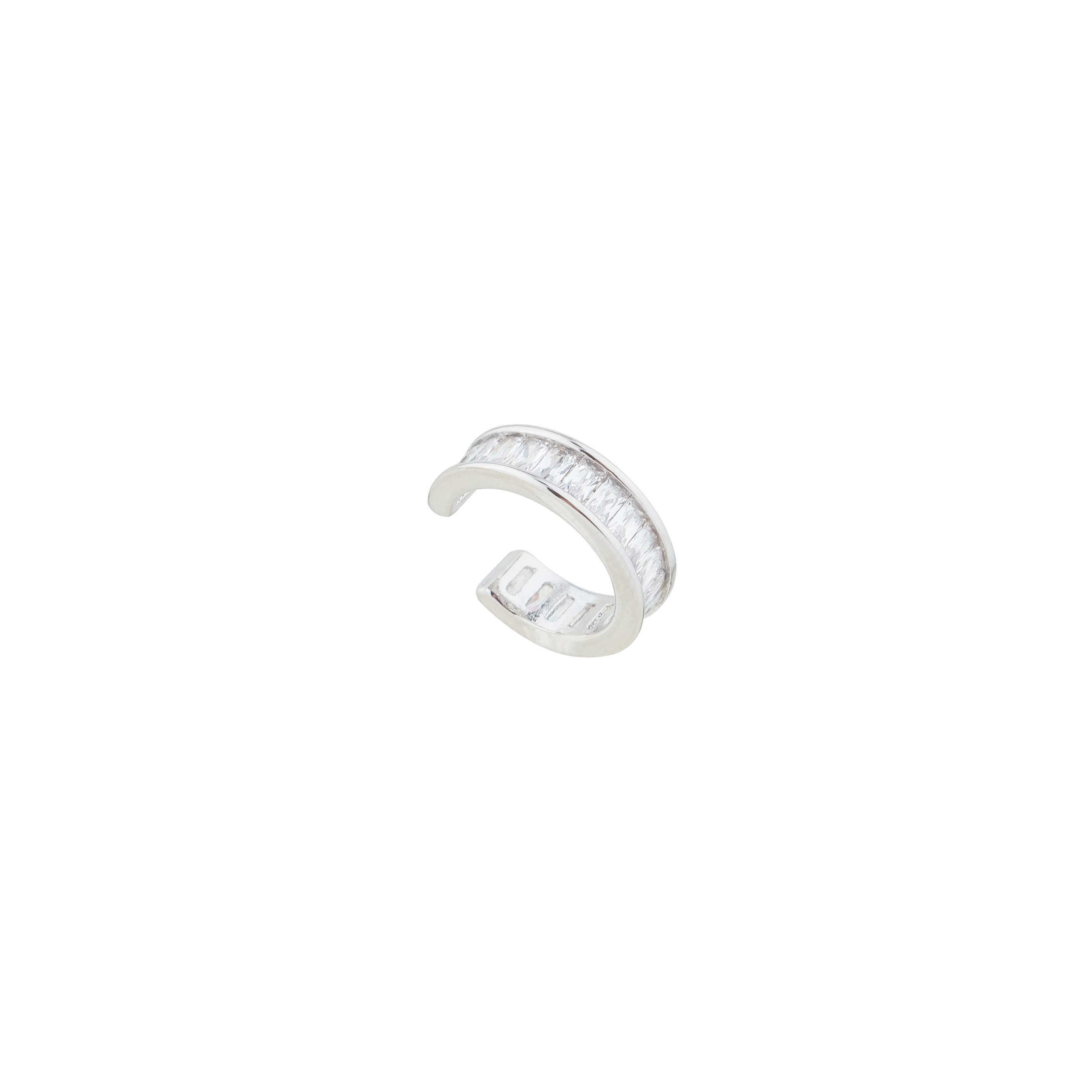 Silver cuff with white crystals