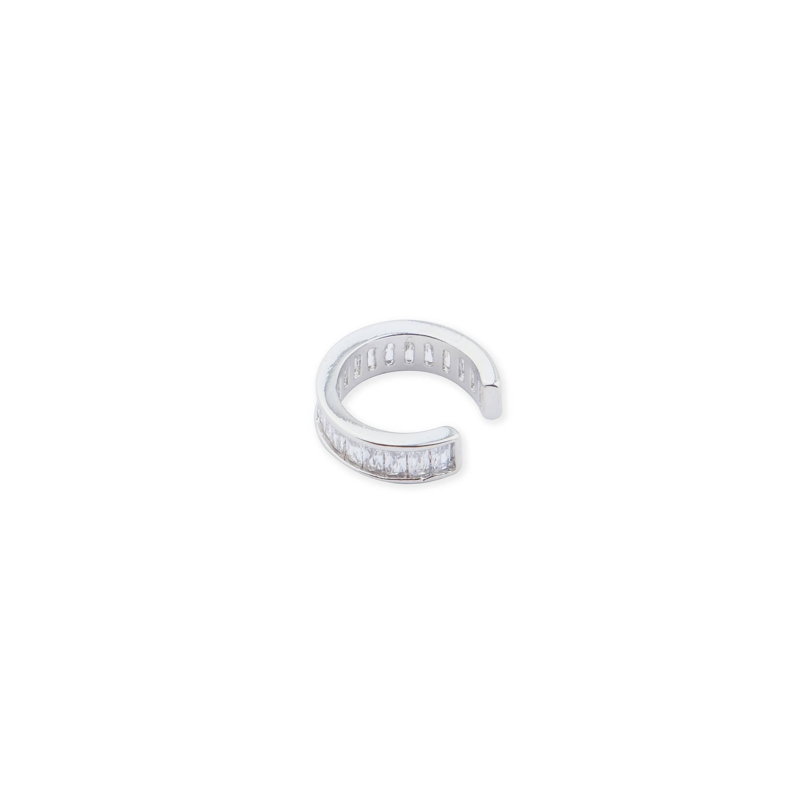 Silver cuff with white crystals