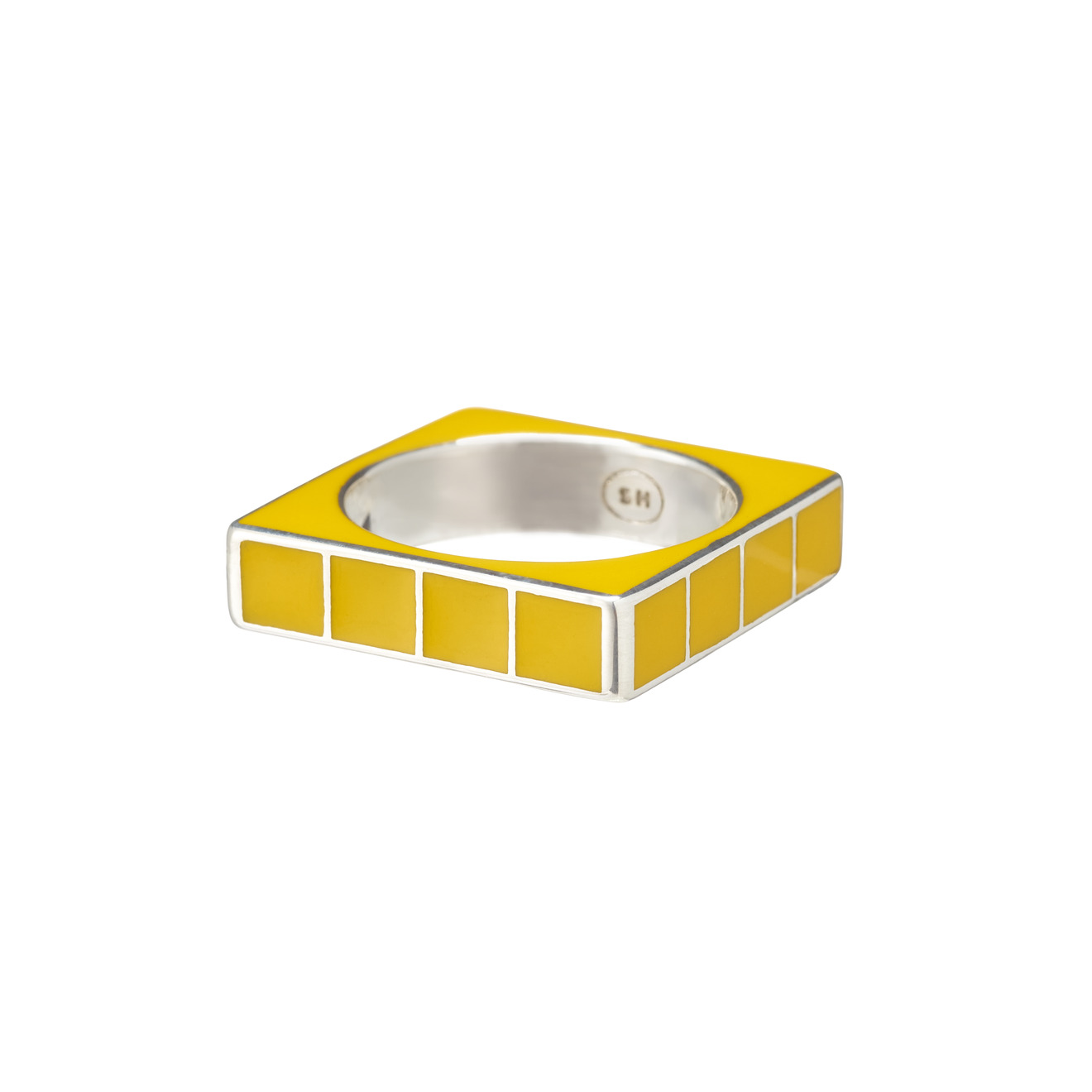 SHAMELESS Желтое квадратное кольцо из серебра с эмалью цена и фото