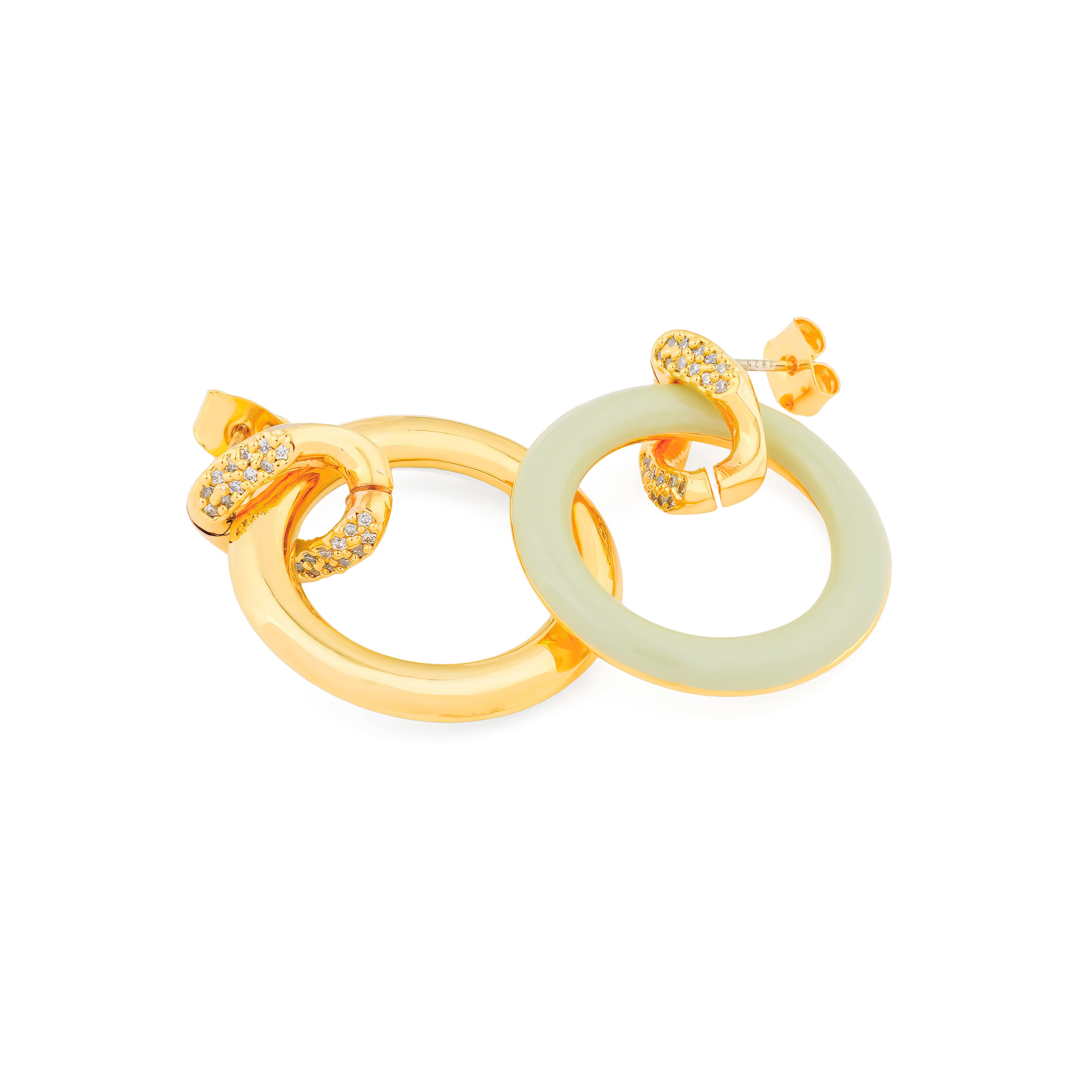 circle earrings with enamel and crystals