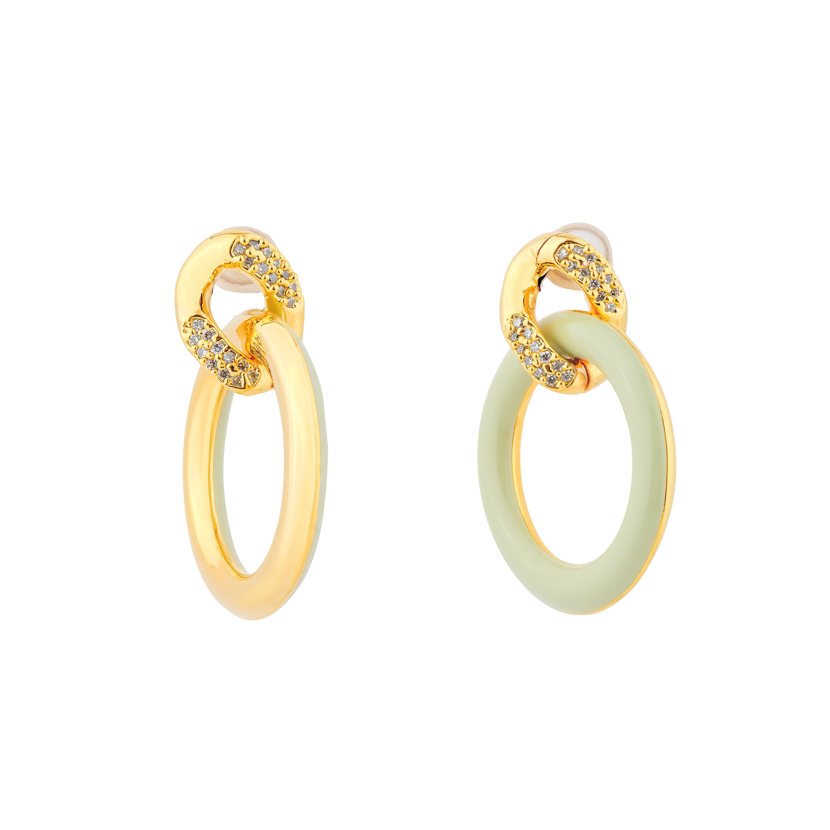 circle earrings with enamel and crystals