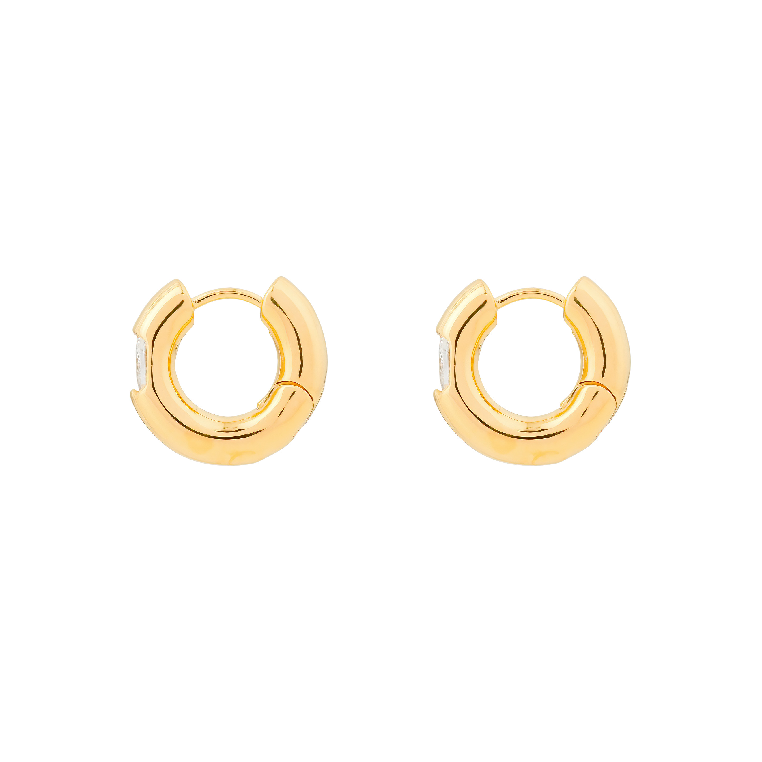 Classic  Puffed Hoop Earrings with Oval Crystals