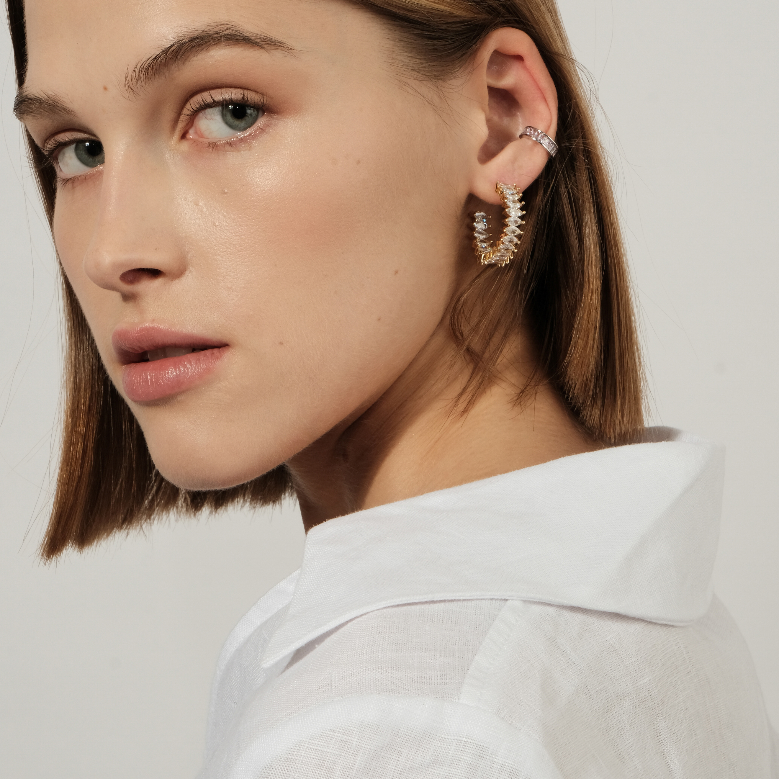 ring earrings with pavй cut marquise with crystals