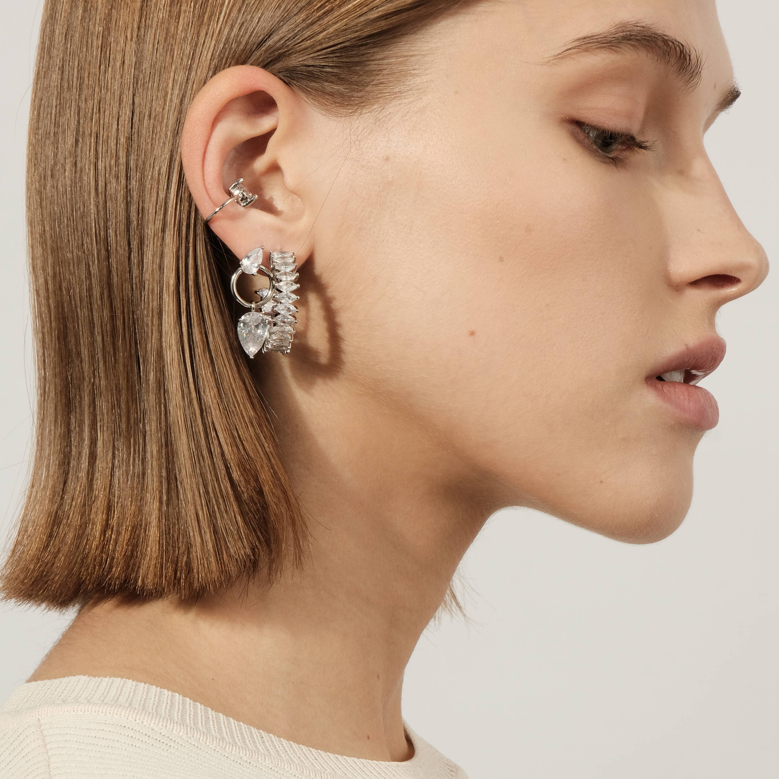 earrings with a marquise cut pavй with crystals